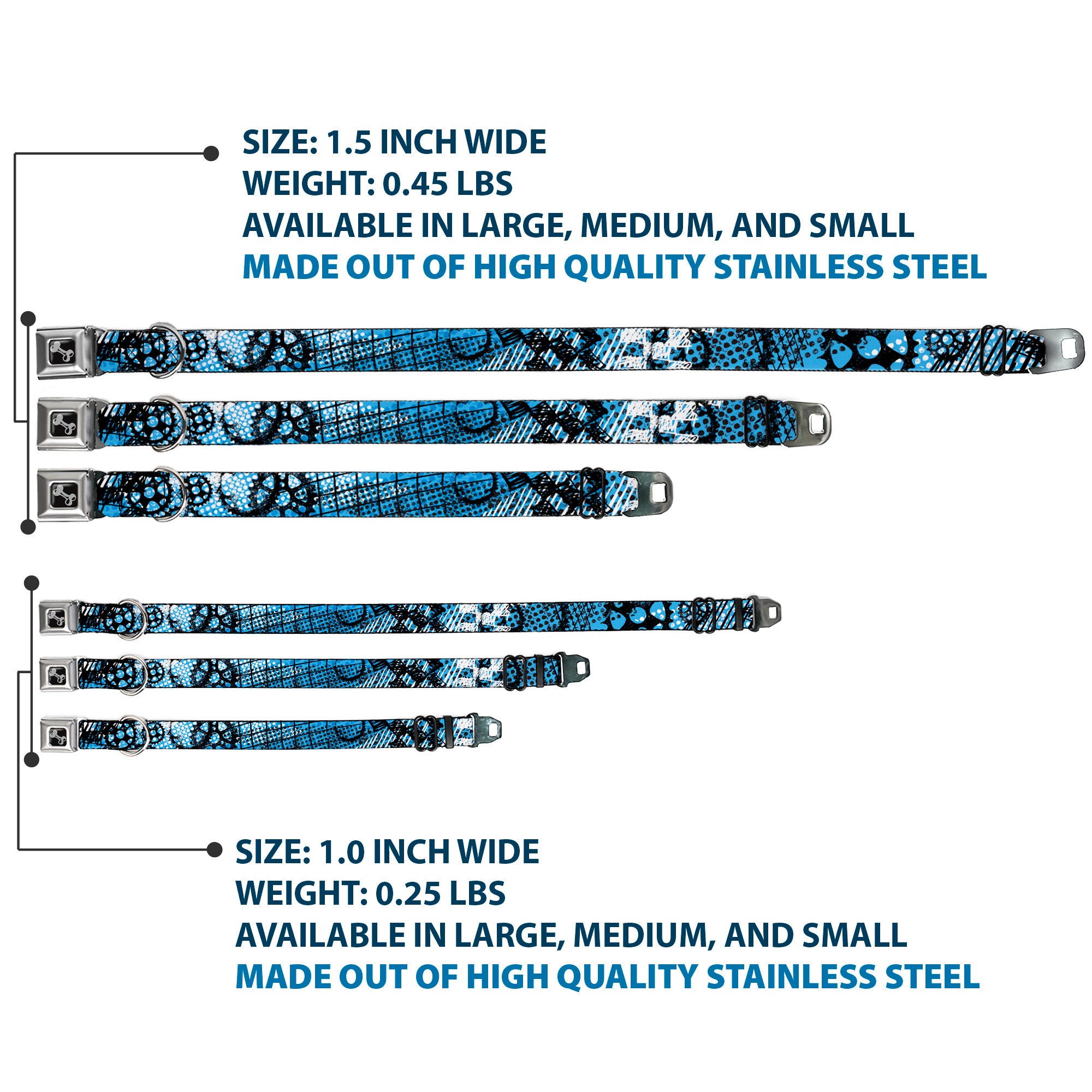 Dog Bone Seatbelt Buckle Collar - Grunge Gears Blue Seatbelt Buckle Collars Buckle-Down