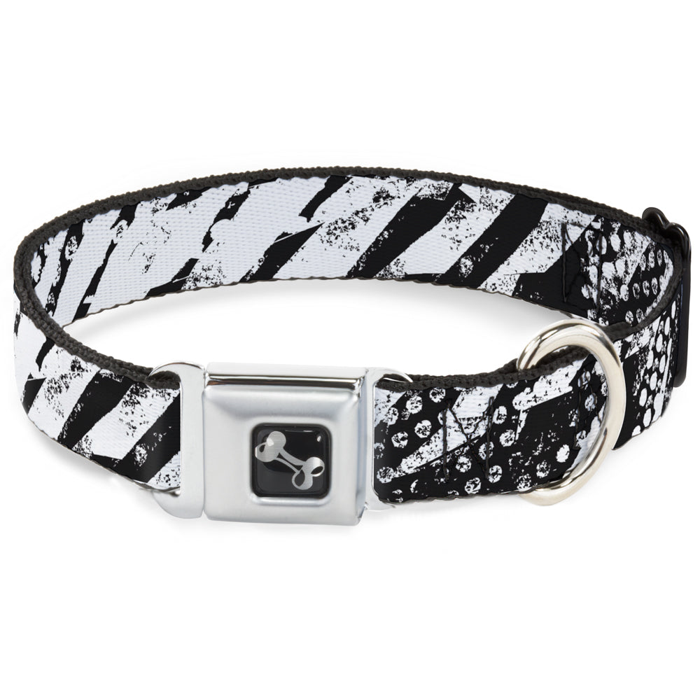 Dog Bone Seatbelt Buckle Collar - Grunge Tread Black/White Seatbelt Buckle Collars Buckle-Down
