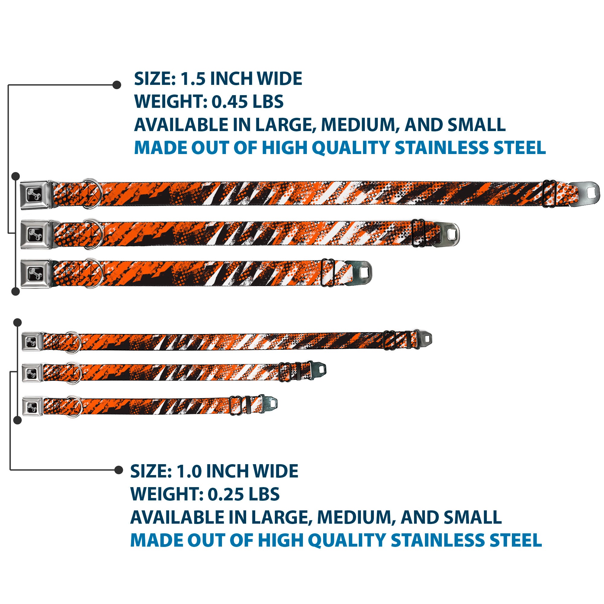 Dog Bone Seatbelt Buckle Collar - Grunge Tread Orange Seatbelt Buckle Collars Buckle-Down