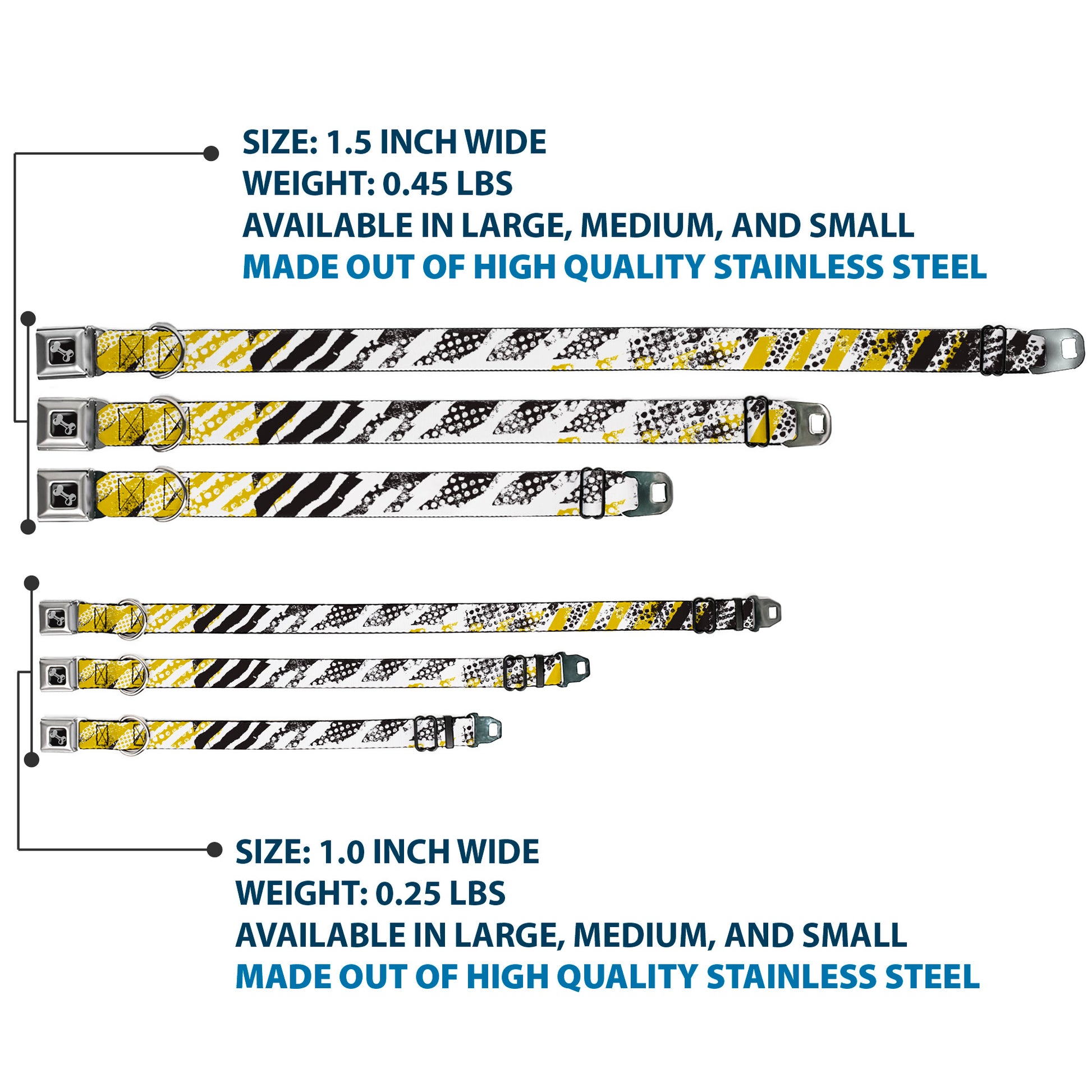 Dog Bone Seatbelt Buckle Collar - Grunge Tread Yellow Seatbelt Buckle Collars Buckle-Down