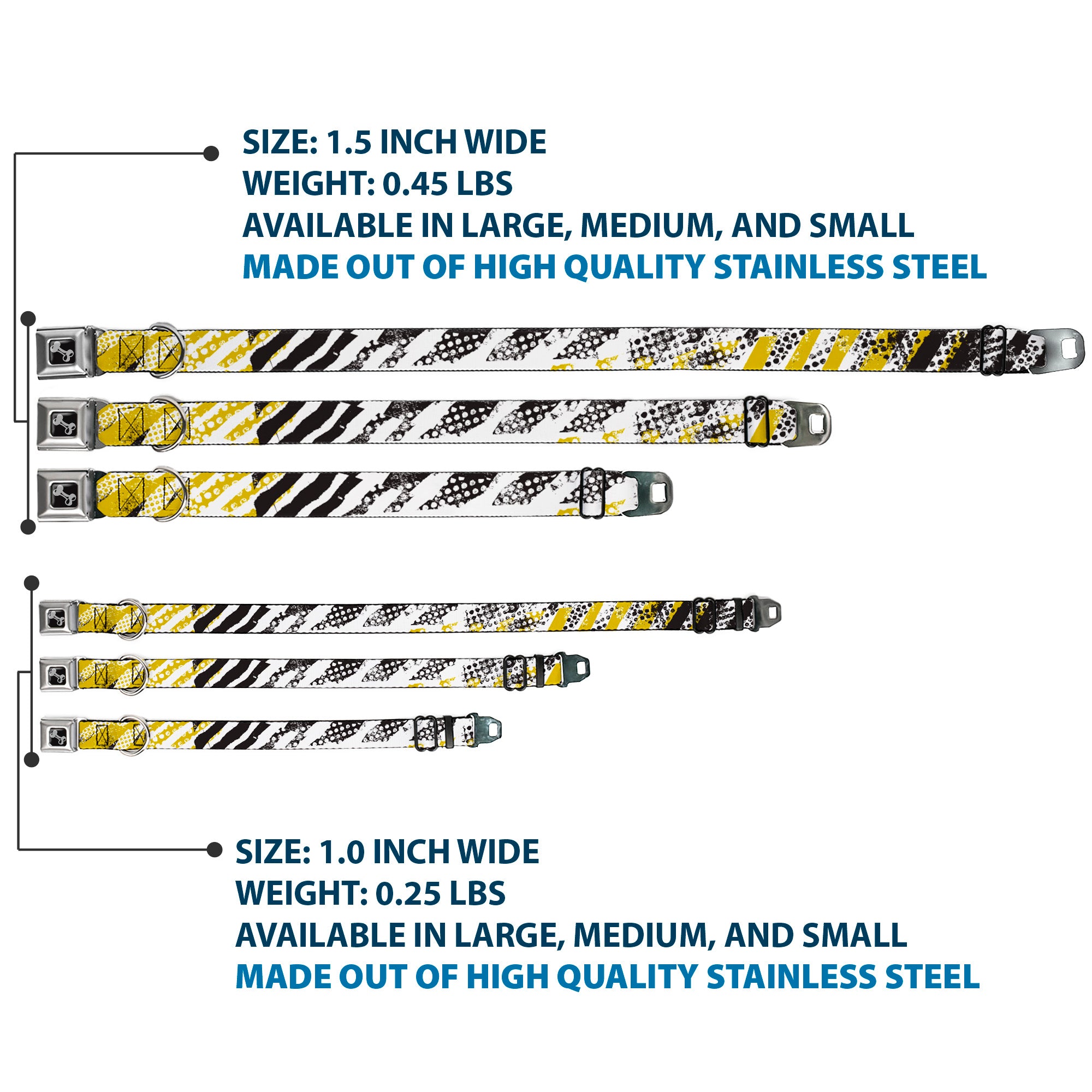 Dog Bone Seatbelt Buckle Collar - Grunge Tread Yellow Seatbelt Buckle Collars Buckle-Down