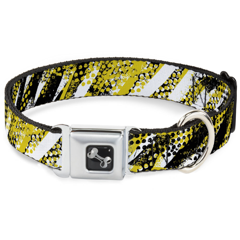 Dog Bone Seatbelt Buckle Collar - Grunge Tread Yellow Seatbelt Buckle Collars Buckle-Down