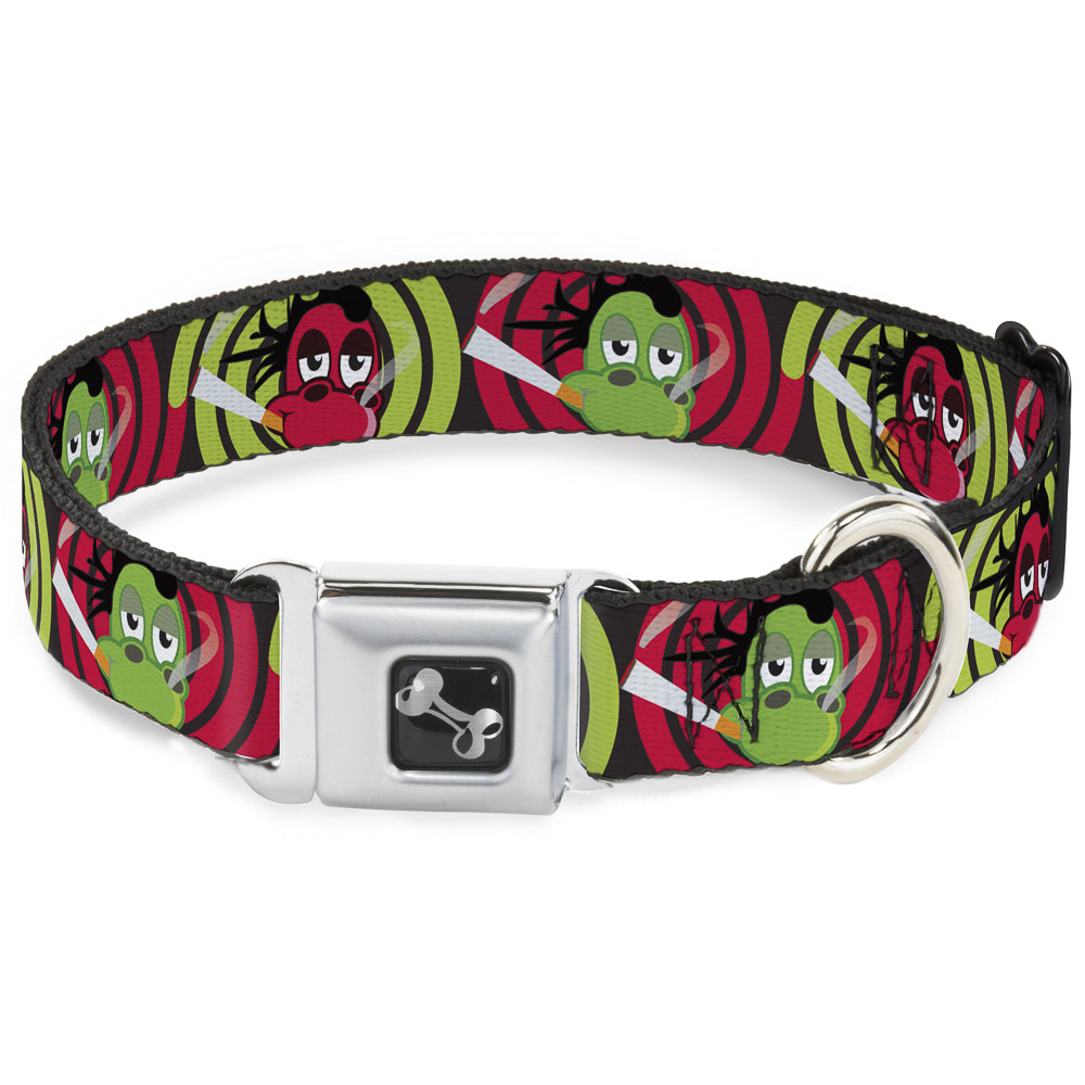 Dog Bone Seatbelt Buckle Collar - Green & Red Dragons Smoking Gray Seatbelt Buckle Collars Buckle-Down