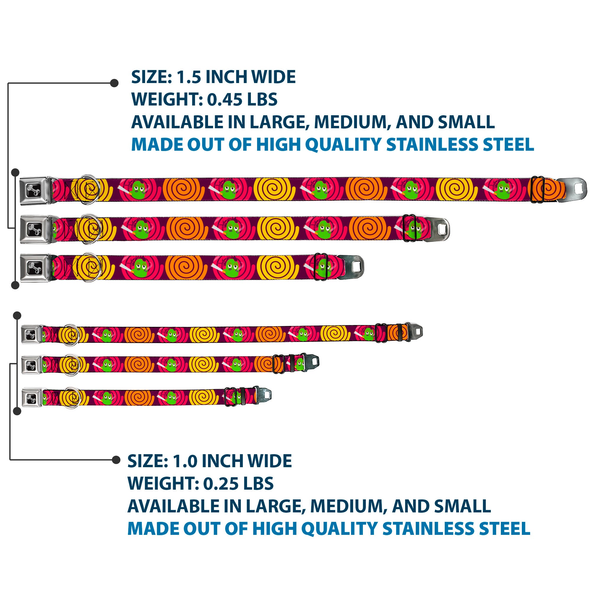 Dog Bone Seatbelt Buckle Collar - Green Dragons Smoking Purple Seatbelt Buckle Collars Buckle-Down