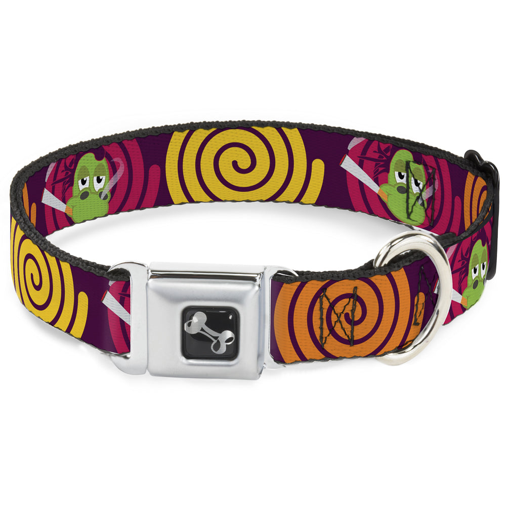 Dog Bone Seatbelt Buckle Collar - Green Dragons Smoking Purple Seatbelt Buckle Collars Buckle-Down