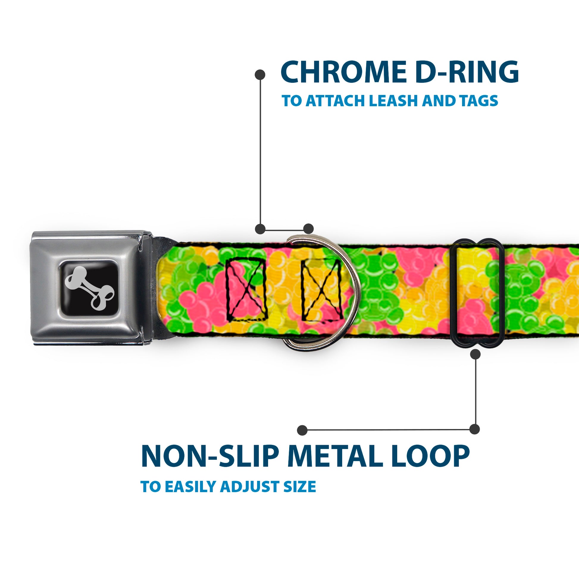 Dog Bone Seatbelt Buckle Collar - Gummy Bears Stacked Multi Color Seatbelt Buckle Collars Buckle-Down