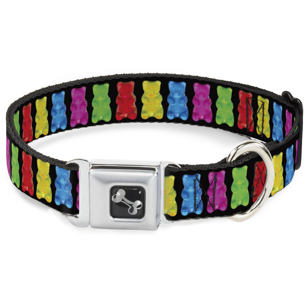 Dog Bone Seatbelt Buckle Collar - Gummy Bears Black/Multi Color Seatbelt Buckle Collars Buckle-Down