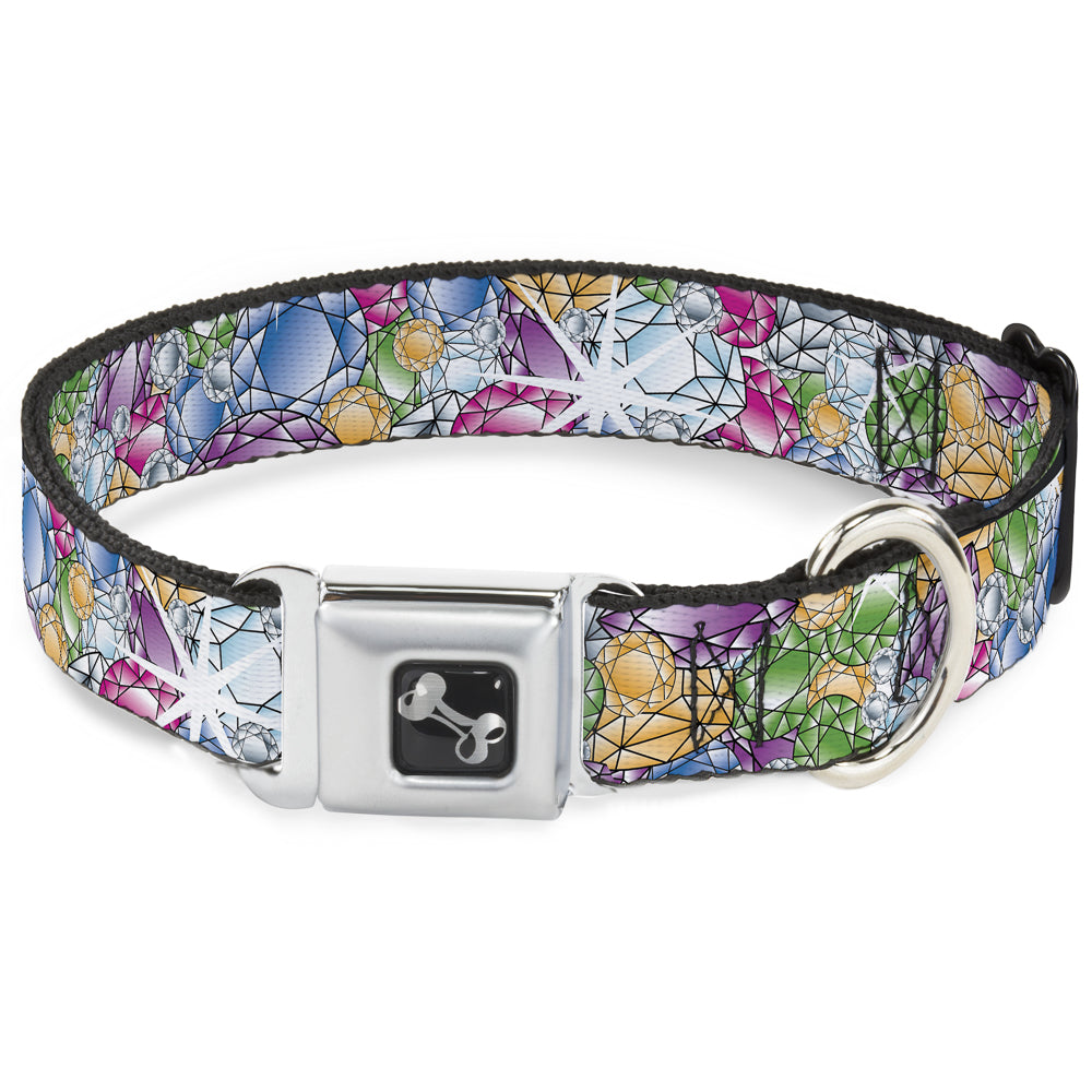 Dog Bone Seatbelt Buckle Collar - Gems Stacked Multi Color Seatbelt Buckle Collars Buckle-Down