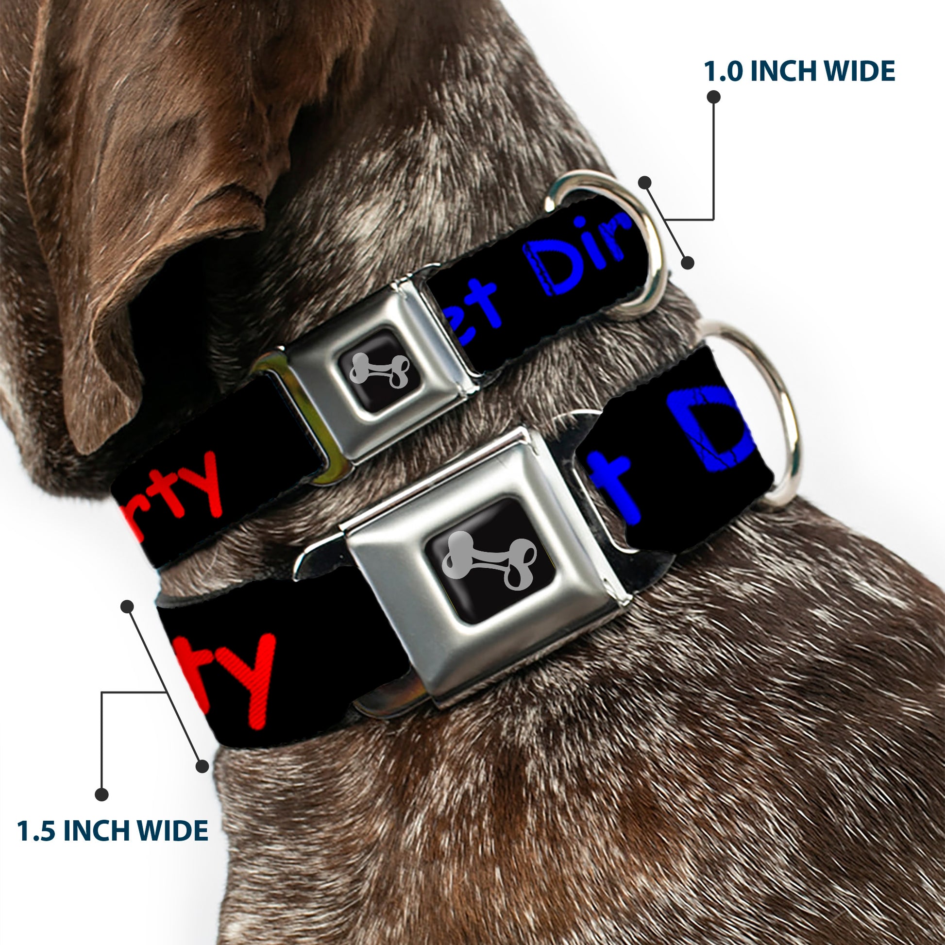Dog Bone Seatbelt Buckle Collar - GET DIRTY Black/White/Blue/Green/Red Seatbelt Buckle Collars Buckle-Down