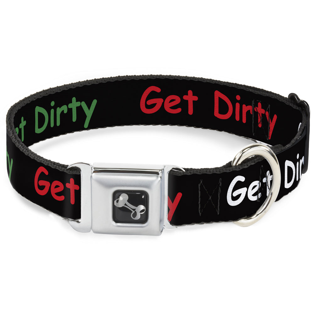Dog Bone Seatbelt Buckle Collar - GET DIRTY Black/White/Blue/Green/Red Seatbelt Buckle Collars Buckle-Down