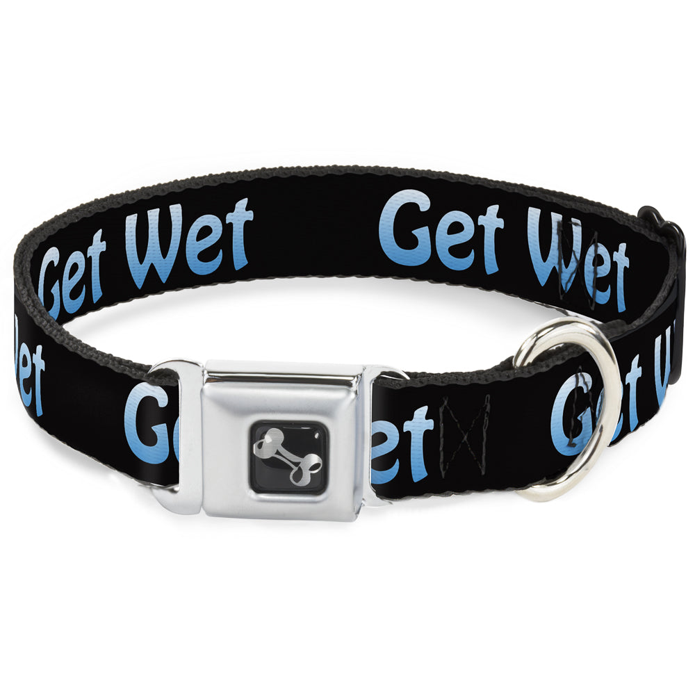 Buckle-Down Seatbelt Buckle Dog Collar - GET WET Black/Baby Blue Seatbelt Buckle Collars Buckle-Down