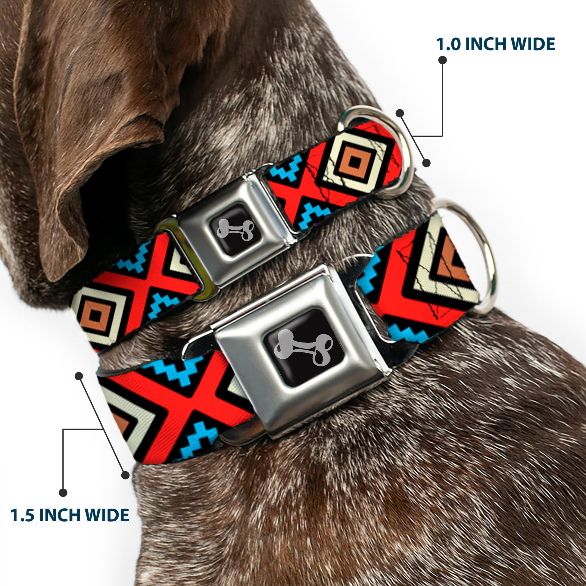 Dog Bone Seatbelt Buckle Collar - Geometric1 Black/Red/Tan/Brown/Baby Blue Seatbelt Buckle Collars Buckle-Down