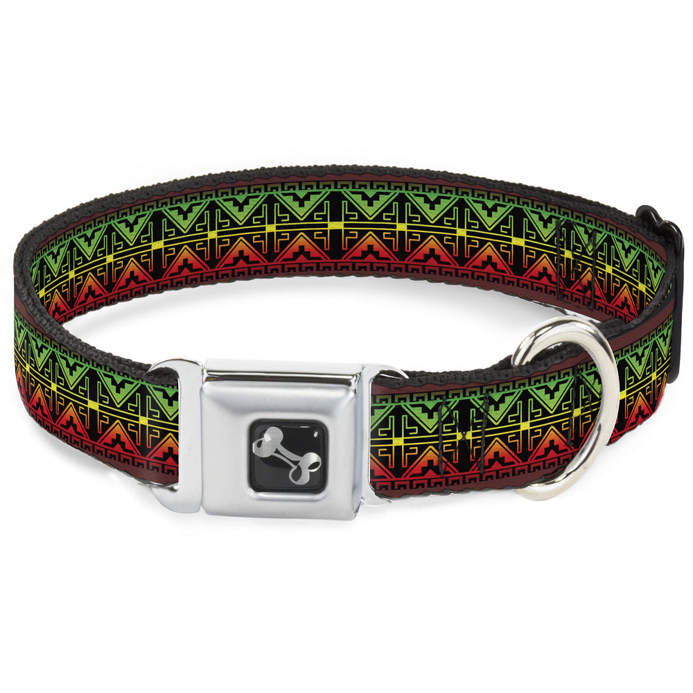 Dog Bone Seatbelt Buckle Collar - Geomteric2 Black/Red/Yellow/Green Seatbelt Buckle Collars Buckle-Down