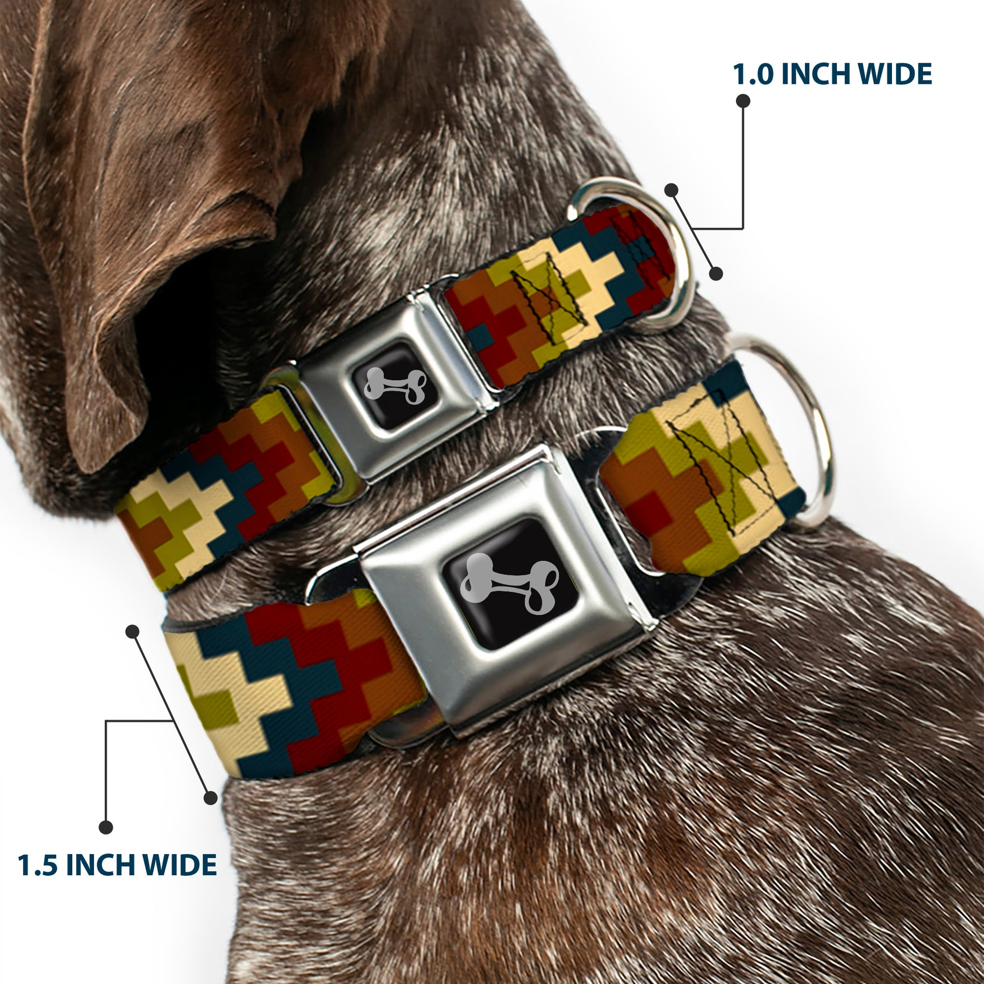 Dog Bone Seatbelt Buckle Collar - Geometric4 Tan/Blue/Wine/Brown/Olive Seatbelt Buckle Collars Buckle-Down
