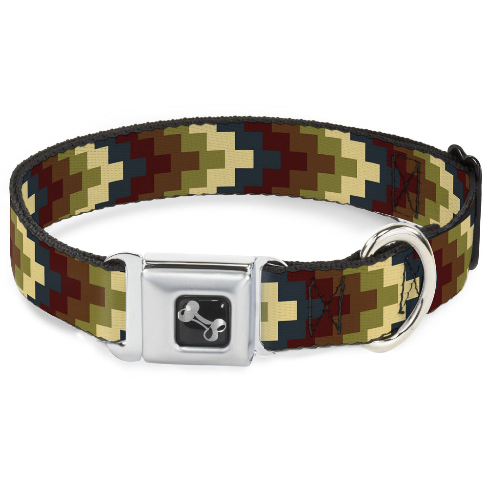 Dog Bone Seatbelt Buckle Collar - Geometric4 Tan/Blue/Wine/Brown/Olive Seatbelt Buckle Collars Buckle-Down