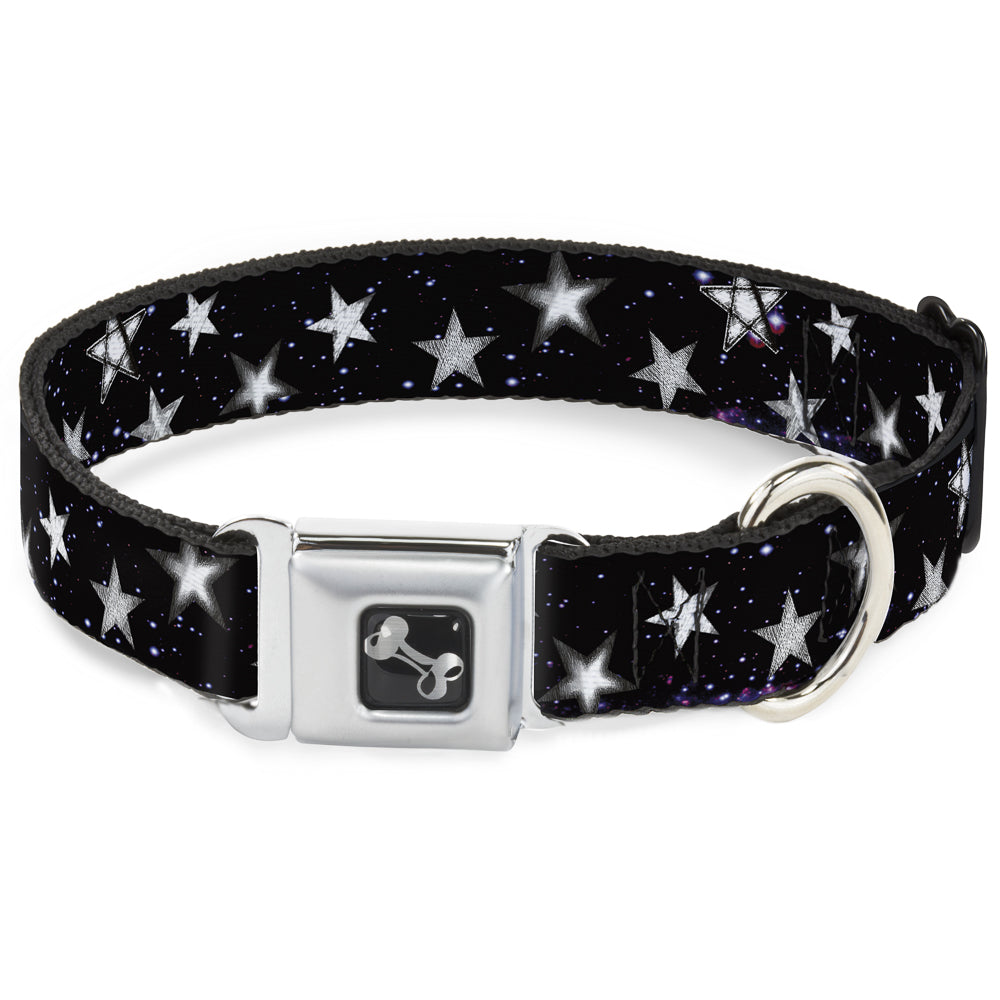 Dog Bone Seatbelt Buckle Collar - Glowing Stars in Space Black/Purple/White Seatbelt Buckle Collars Buckle-Down