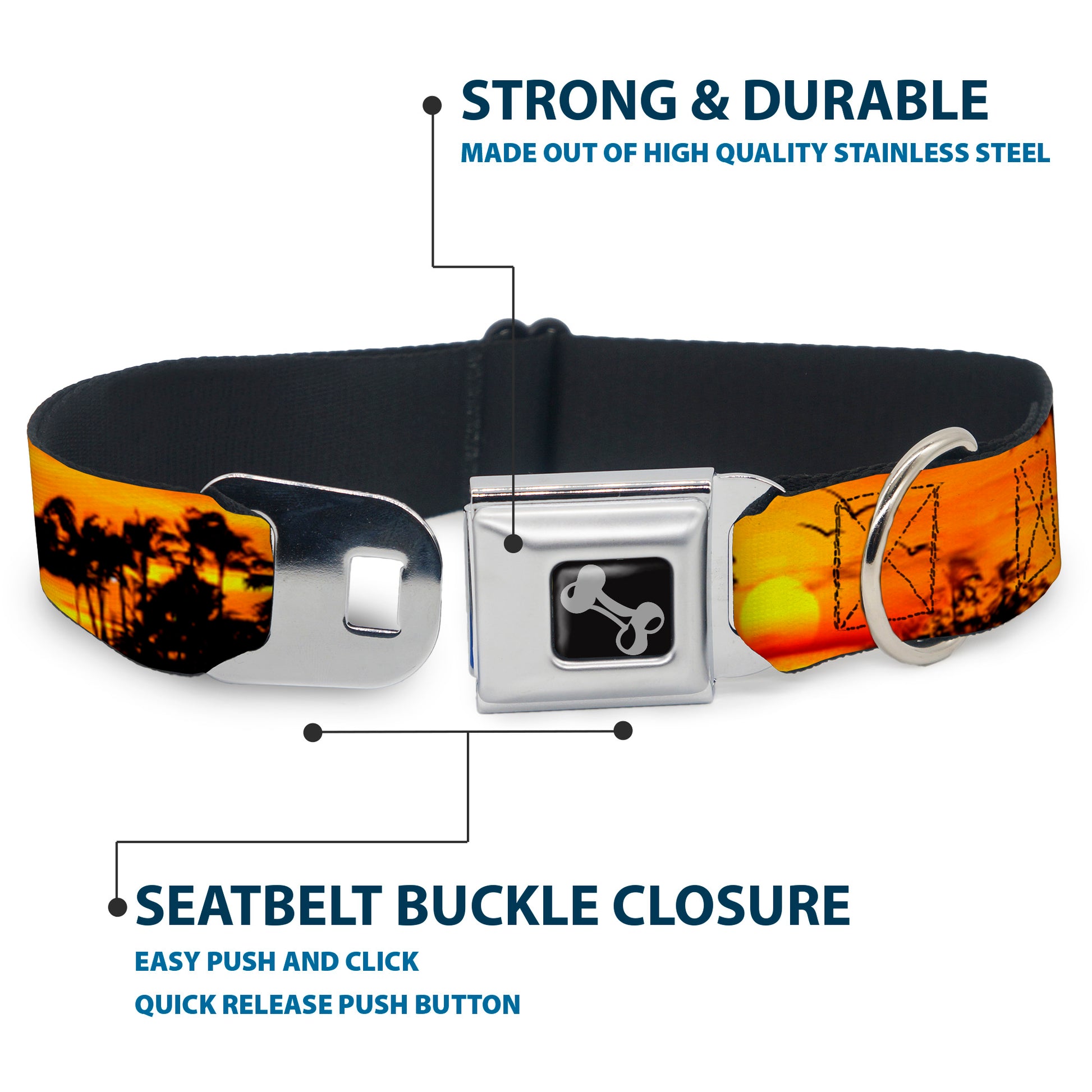 Dog Bone Seatbelt Buckle Collar - Golden Sunset Seatbelt Buckle Collars Buckle-Down