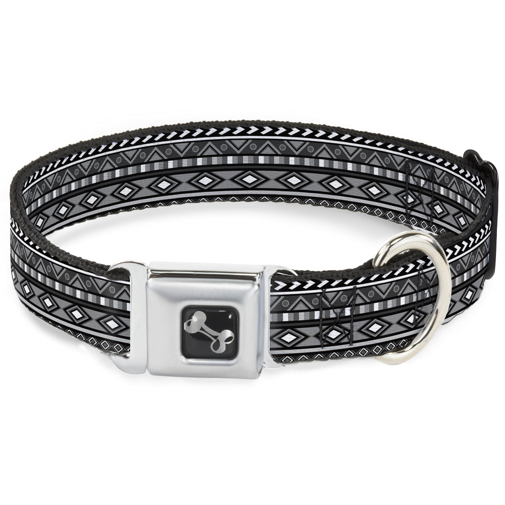 Dog Bone Seatbelt Buckle Collar - Geometric5 Grays/Black/White Seatbelt Buckle Collars Buckle-Down