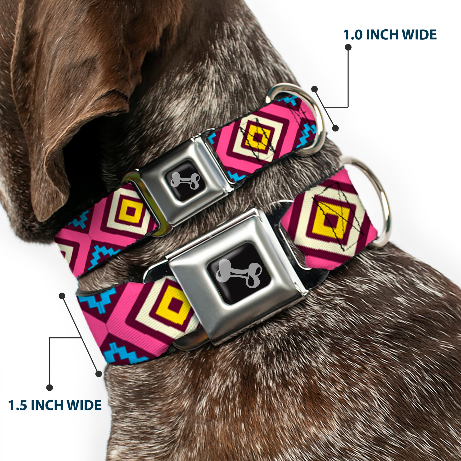 Dog Bone Seatbelt Buckle Collar - Geometric1 Burgundy/Pink/Tan/Yellow/Baby Blue Seatbelt Buckle Collars Buckle-Down