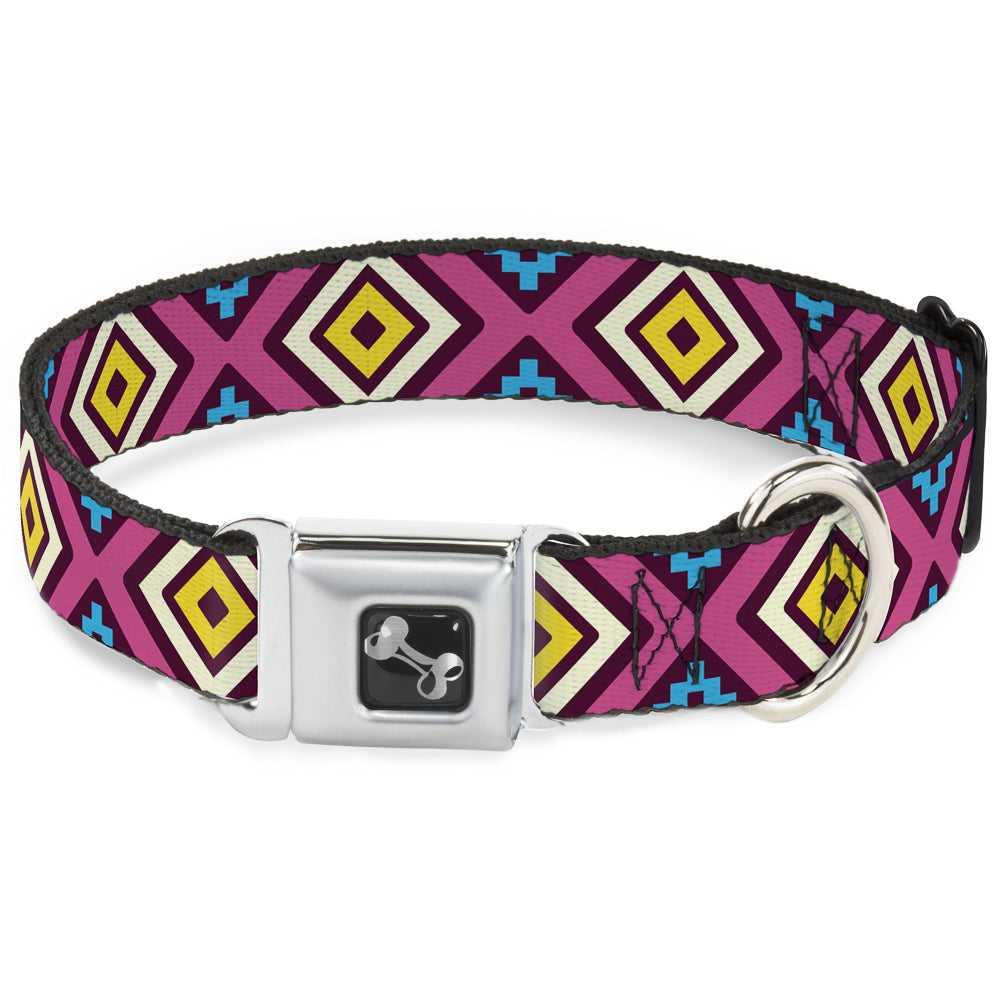 Dog Bone Seatbelt Buckle Collar - Geometric1 Burgundy/Pink/Tan/Yellow/Baby Blue Seatbelt Buckle Collars Buckle-Down