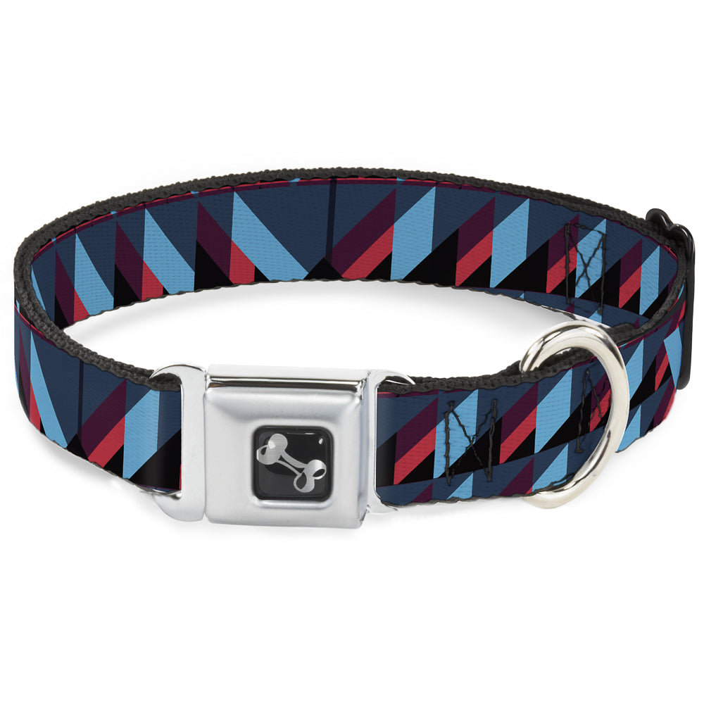 Dog Bone Seatbelt Buckle Collar - Geometric Peaks Blues/Purple/Red Seatbelt Buckle Collars Buckle-Down
