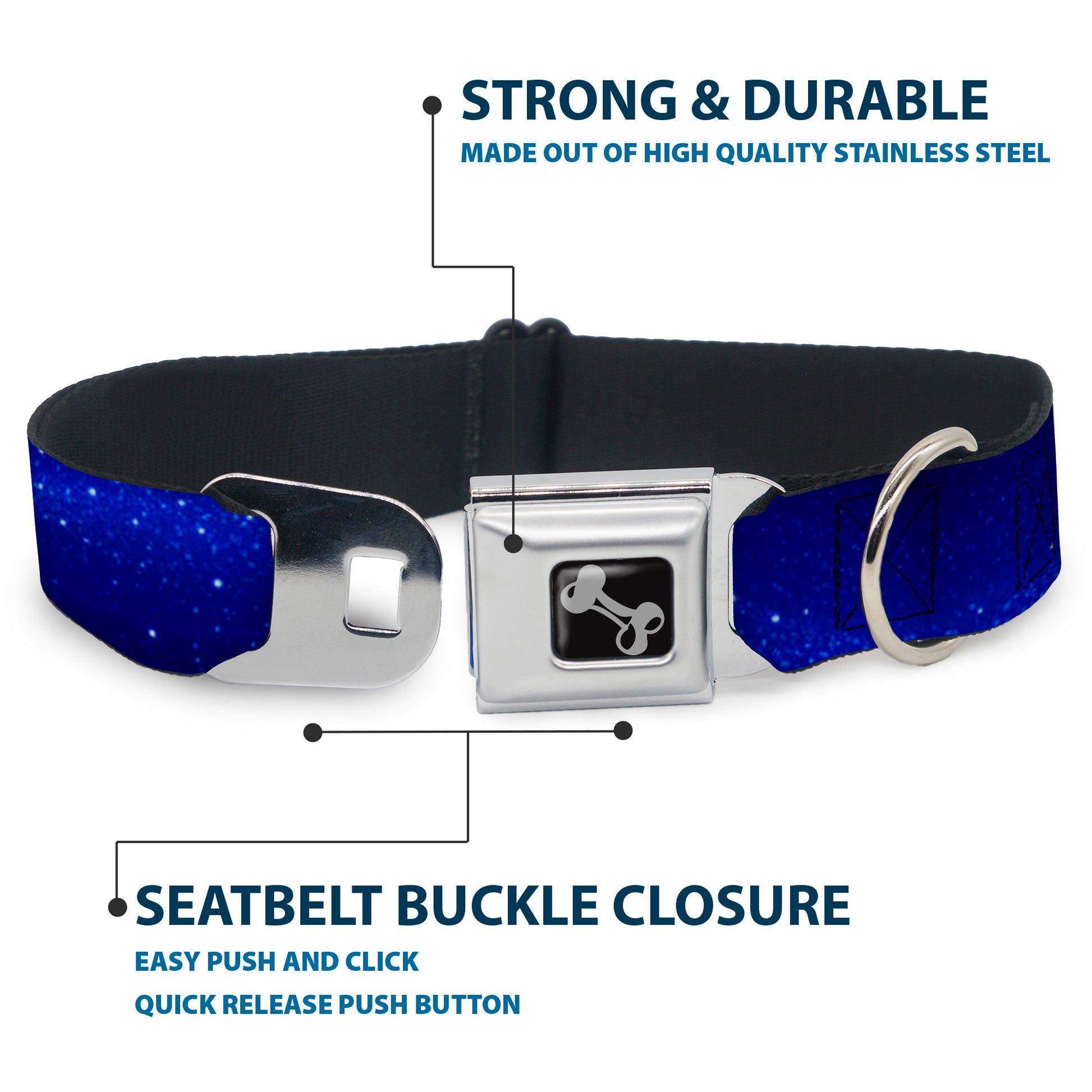 Dog Bone Seatbelt Buckle Collar - Galaxy Arch Blues/White Seatbelt Buckle Collars Buckle-Down