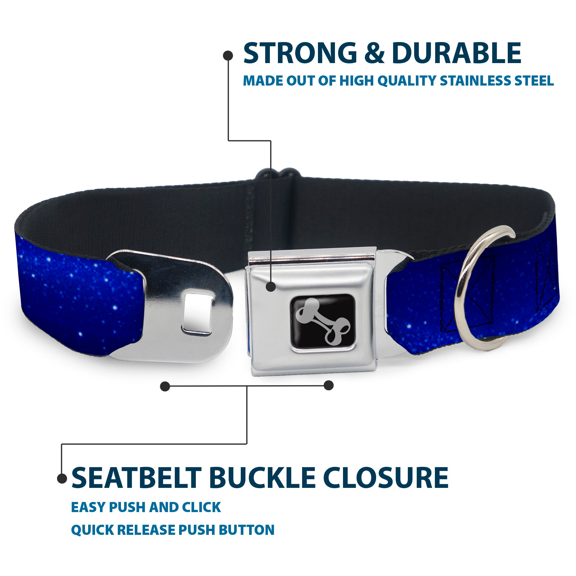 Dog Bone Seatbelt Buckle Collar - Galaxy Arch Blues/White Seatbelt Buckle Collars Buckle-Down