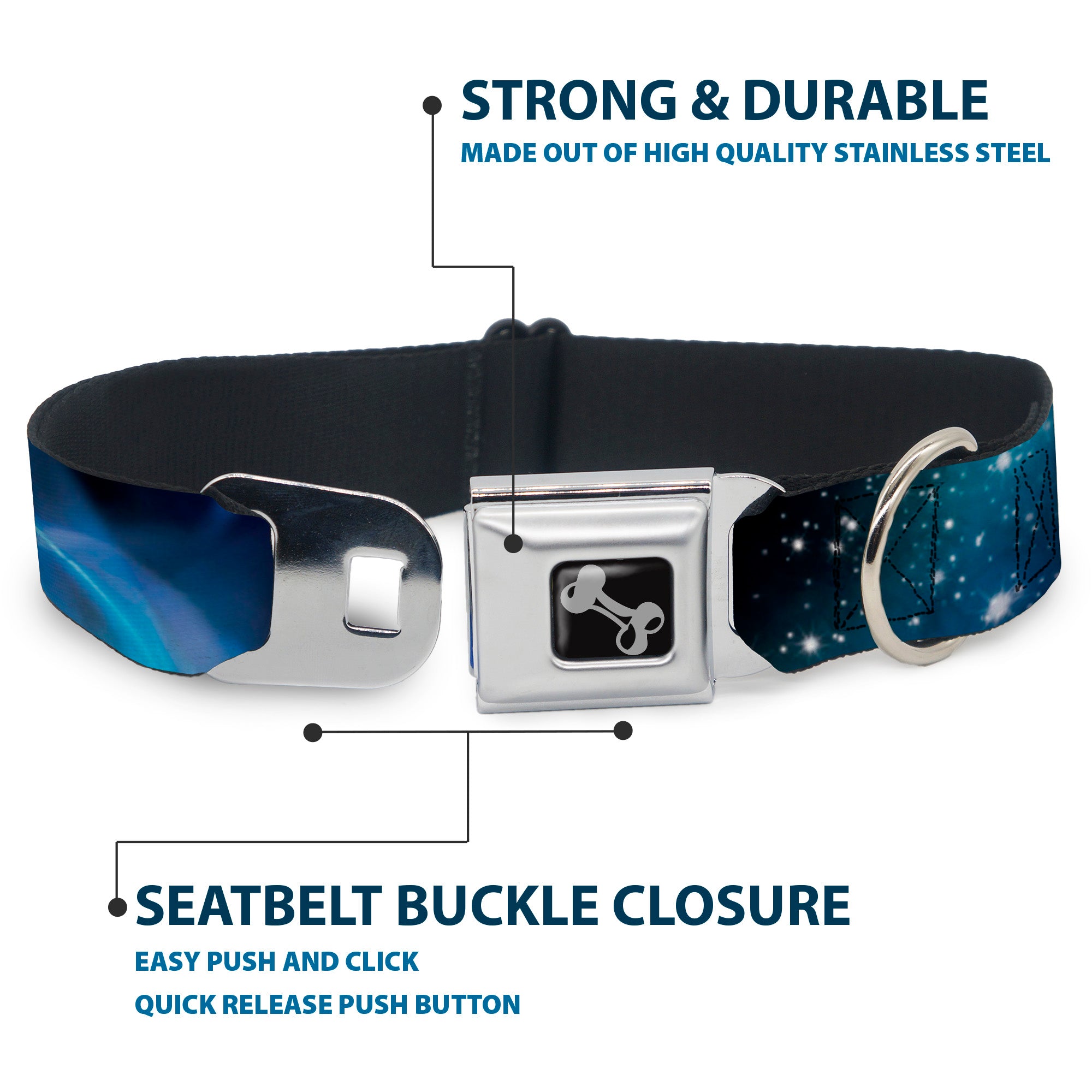 Dog Bone Seatbelt Buckle Collar - Galaxy Swirl/Shining Stars Seatbelt Buckle Collars Buckle-Down