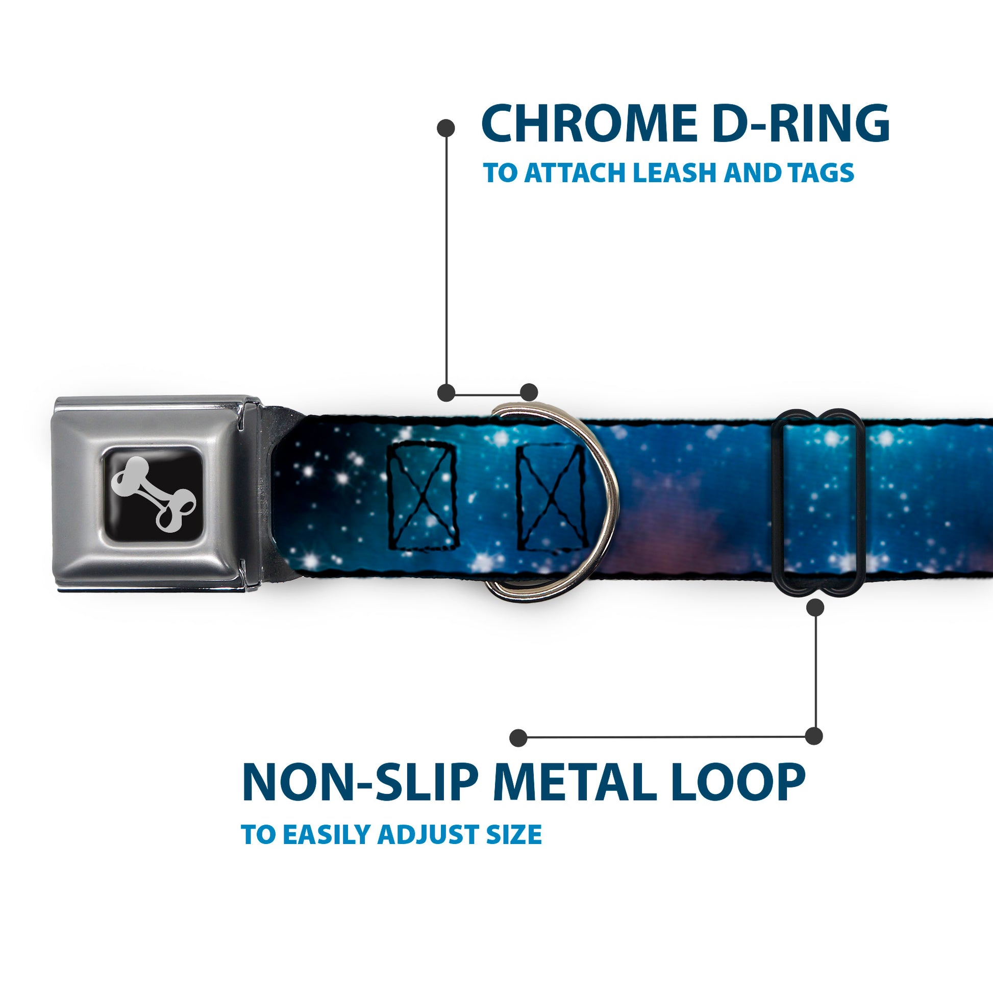 Dog Bone Seatbelt Buckle Collar - Galaxy Swirl/Shining Stars Seatbelt Buckle Collars Buckle-Down