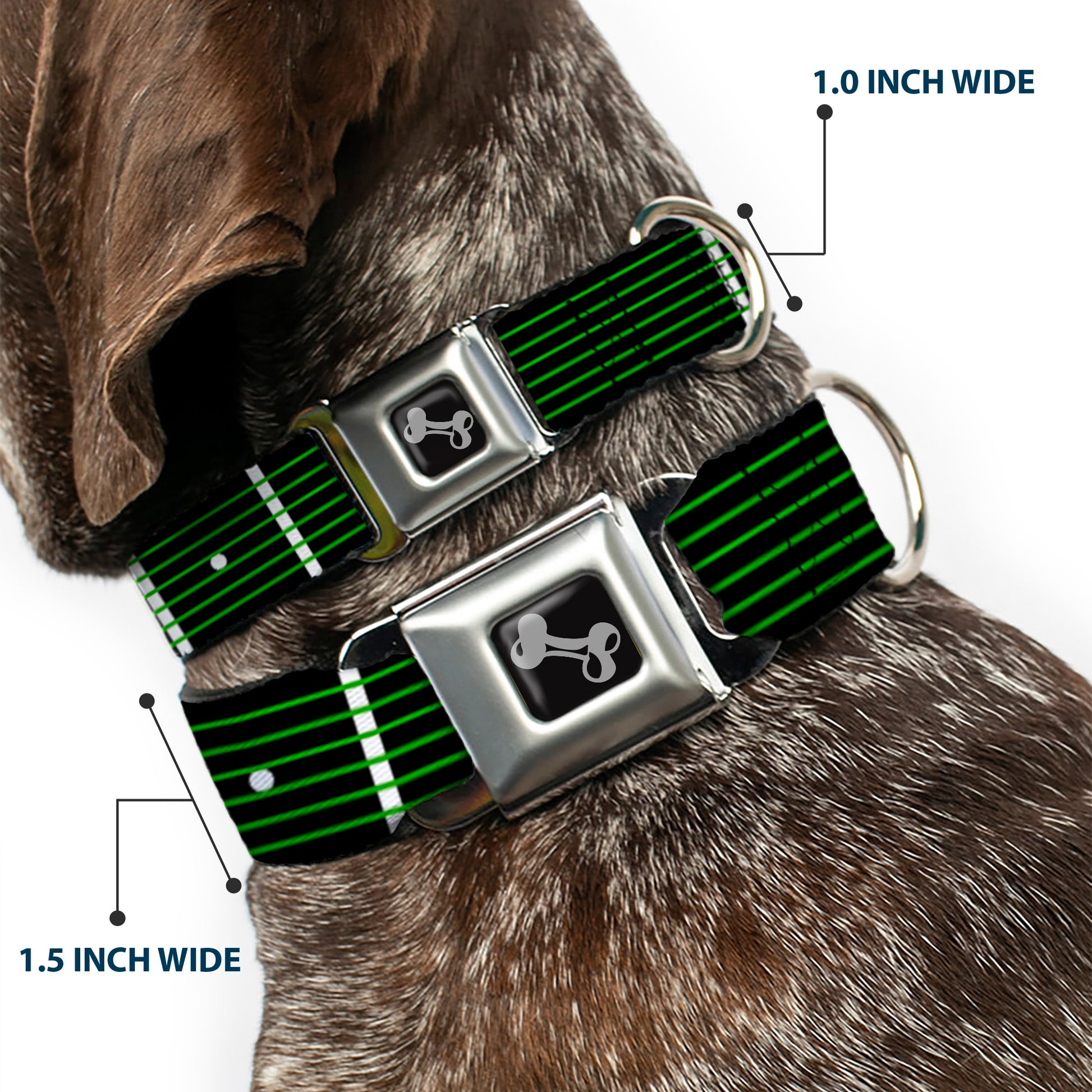 Dog Bone Seatbelt Buckle Collar - Guitar Neck Black/White/Lime Green Seatbelt Buckle Collars Buckle-Down
