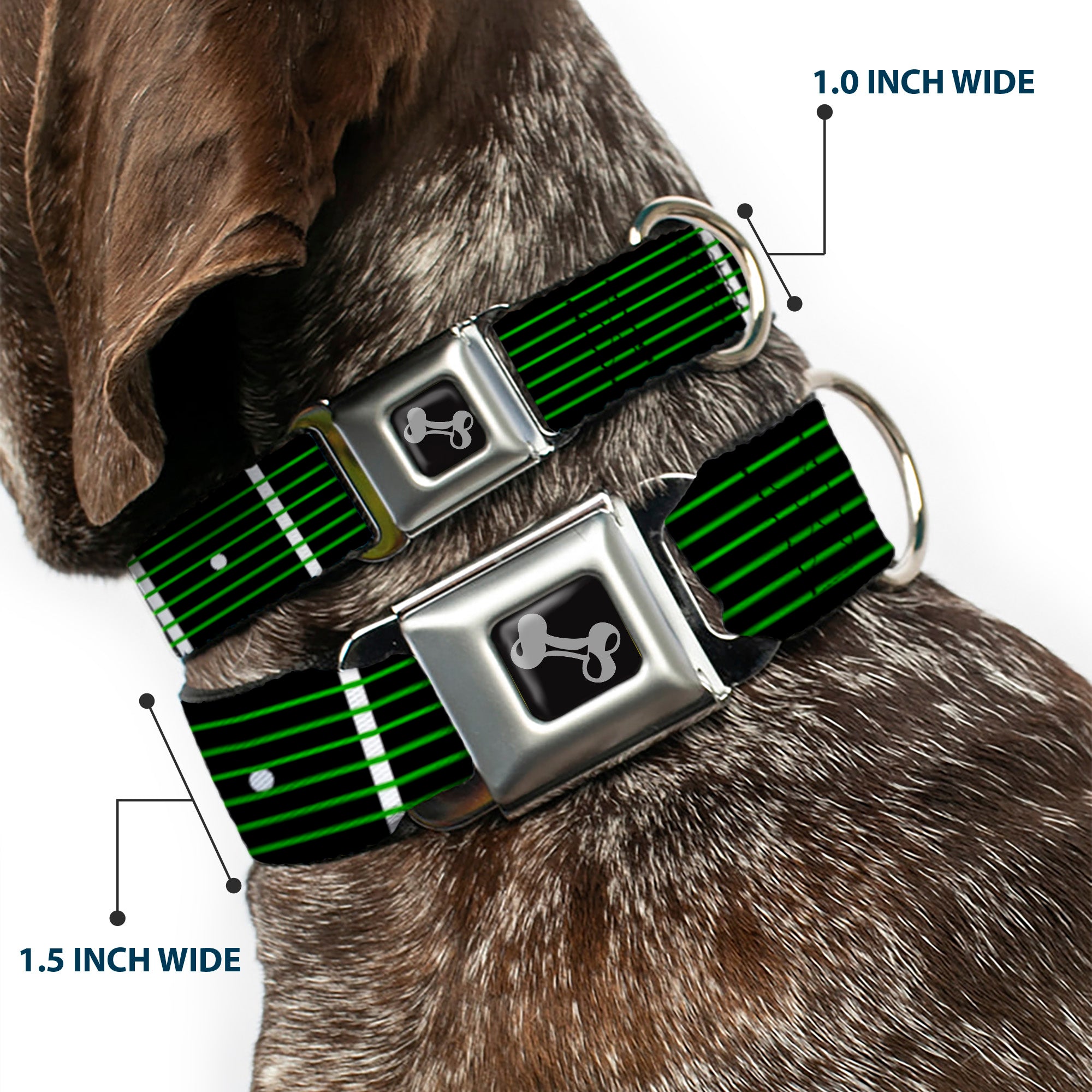 Dog Bone Seatbelt Buckle Collar - Guitar Neck Black/White/Lime Green Seatbelt Buckle Collars Buckle-Down