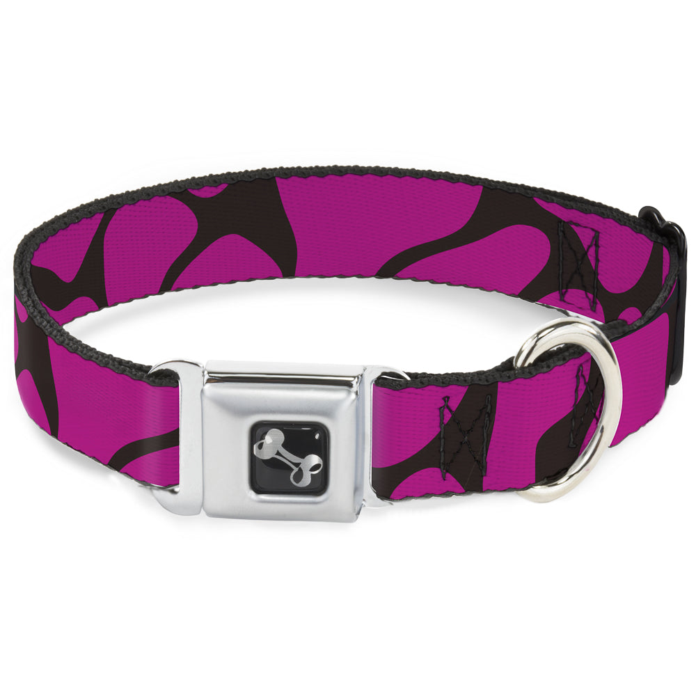 Dog Bone Seatbelt Buckle Collar - Giraffe Spots Black/Fuchsia Seatbelt Buckle Collars Buckle-Down
