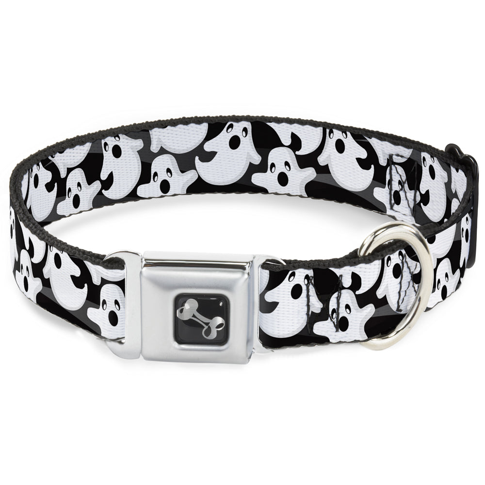 Dog Bone Seatbelt Buckle Collar - Ghosts Scattered Black/White Seatbelt Buckle Collars Buckle-Down
