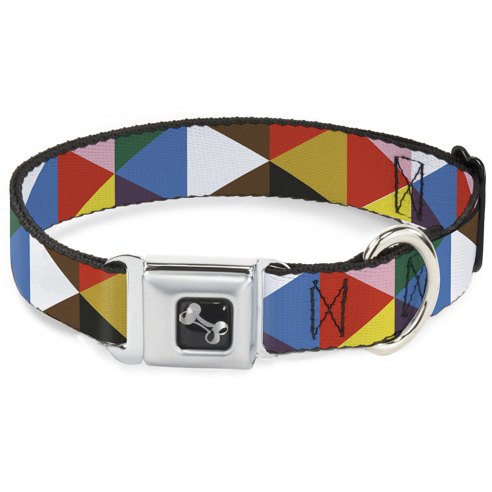 Dog Bone Seatbelt Buckle Collar - Geometric Triangle Blocks Multi Color Seatbelt Buckle Collars Buckle-Down