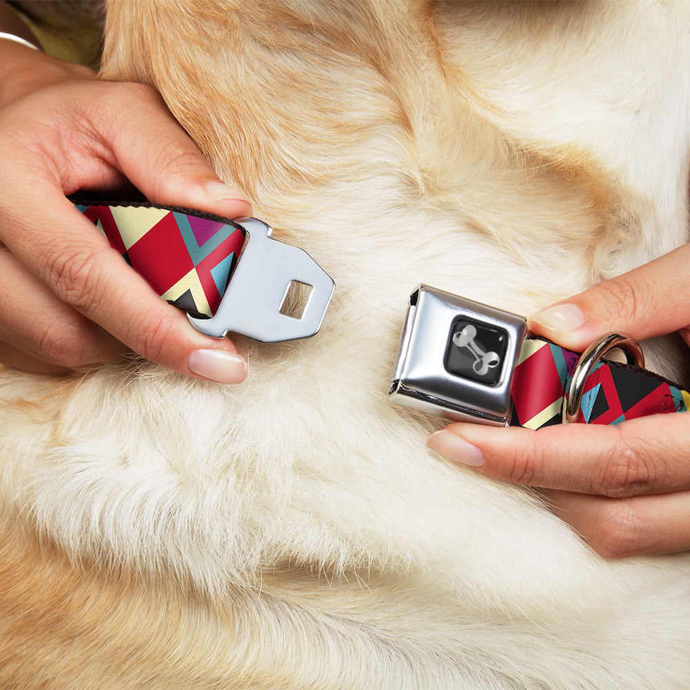 Dog Bone Seatbelt Buckle Collar - Geometric9 Black/Red/Turquoise/Ivory Seatbelt Buckle Collars Buckle-Down