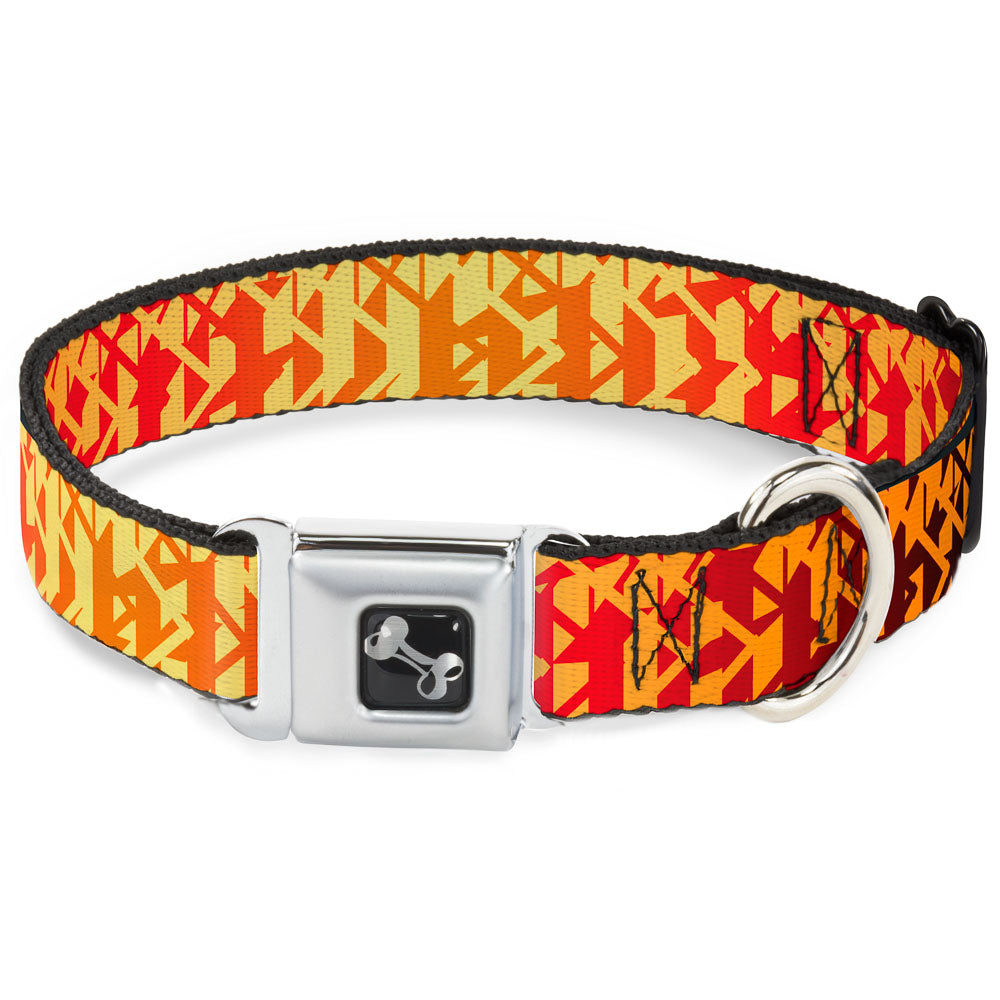 Dog Bone Seatbelt Buckle Collar - Geometric Transition Blues/Reds/Orange/Yellows Seatbelt Buckle Collars Buckle-Down