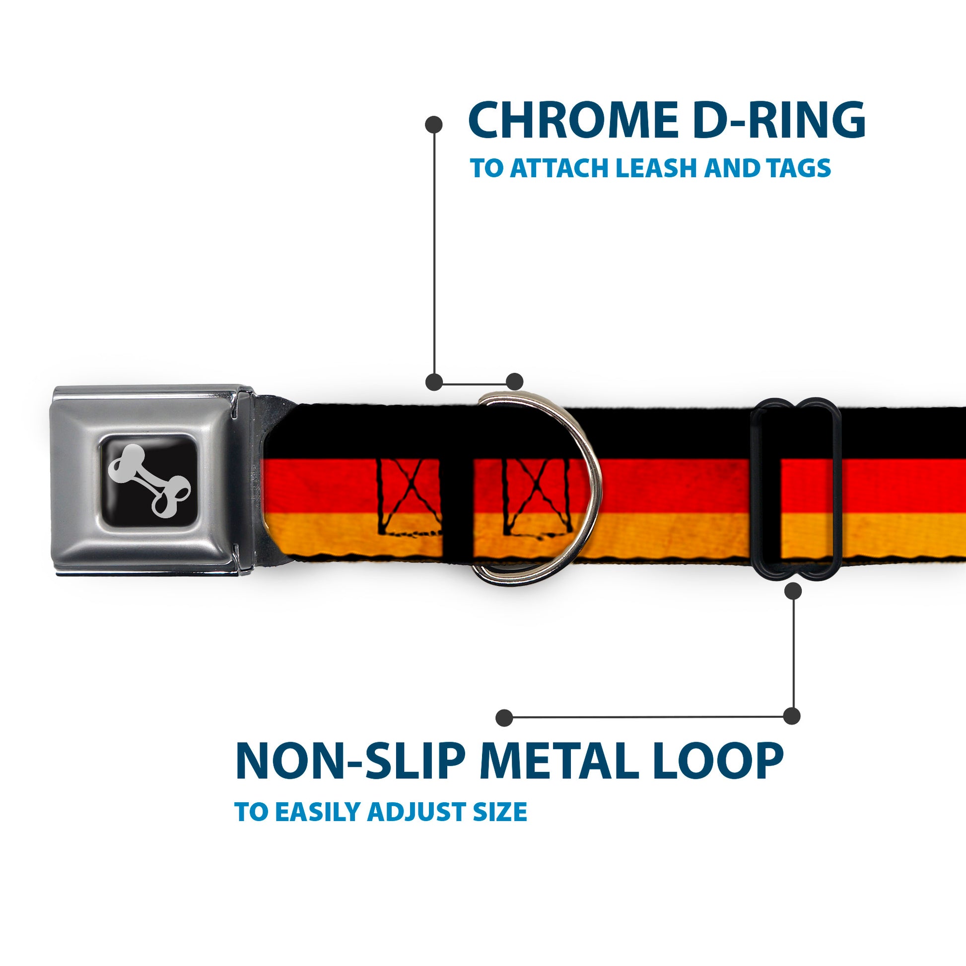 Dog Bone Seatbelt Buckle Collar - German Flag Distressed Seatbelt Buckle Collars Buckle-Down