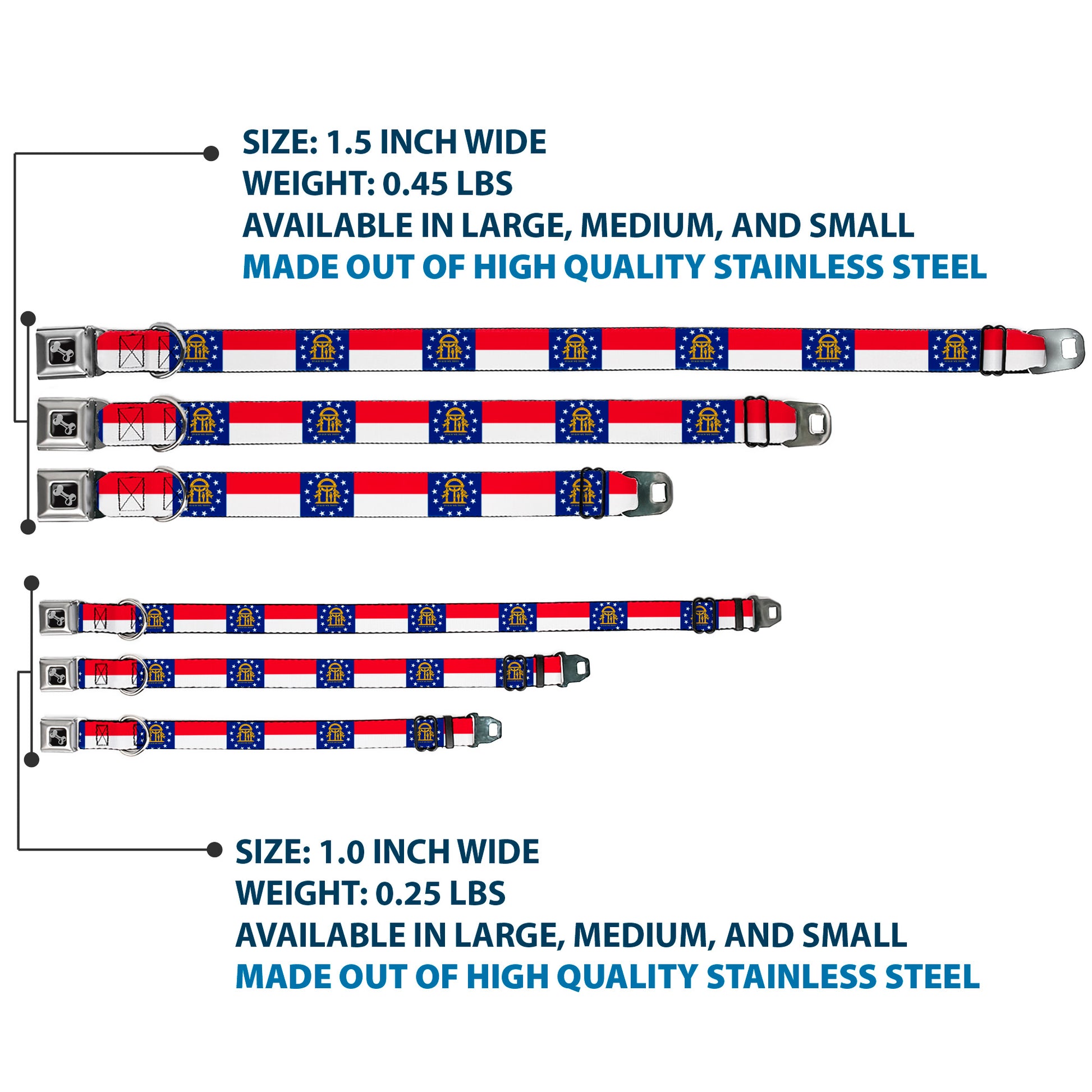 Dog Bone Seatbelt Buckle Collar - Georgia Flag Seatbelt Buckle Collars Buckle-Down