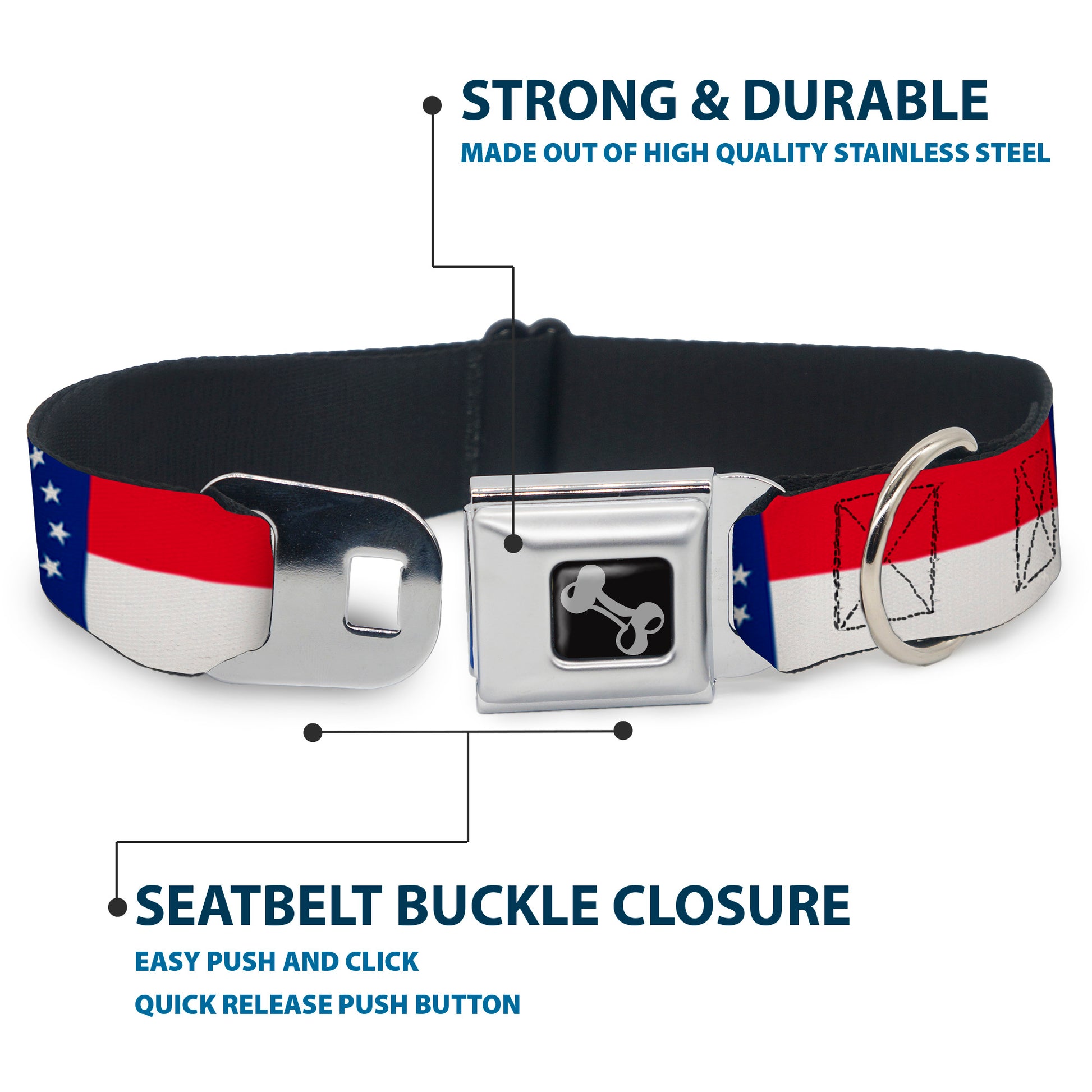 Dog Bone Seatbelt Buckle Collar - Georgia Flag Seatbelt Buckle Collars Buckle-Down