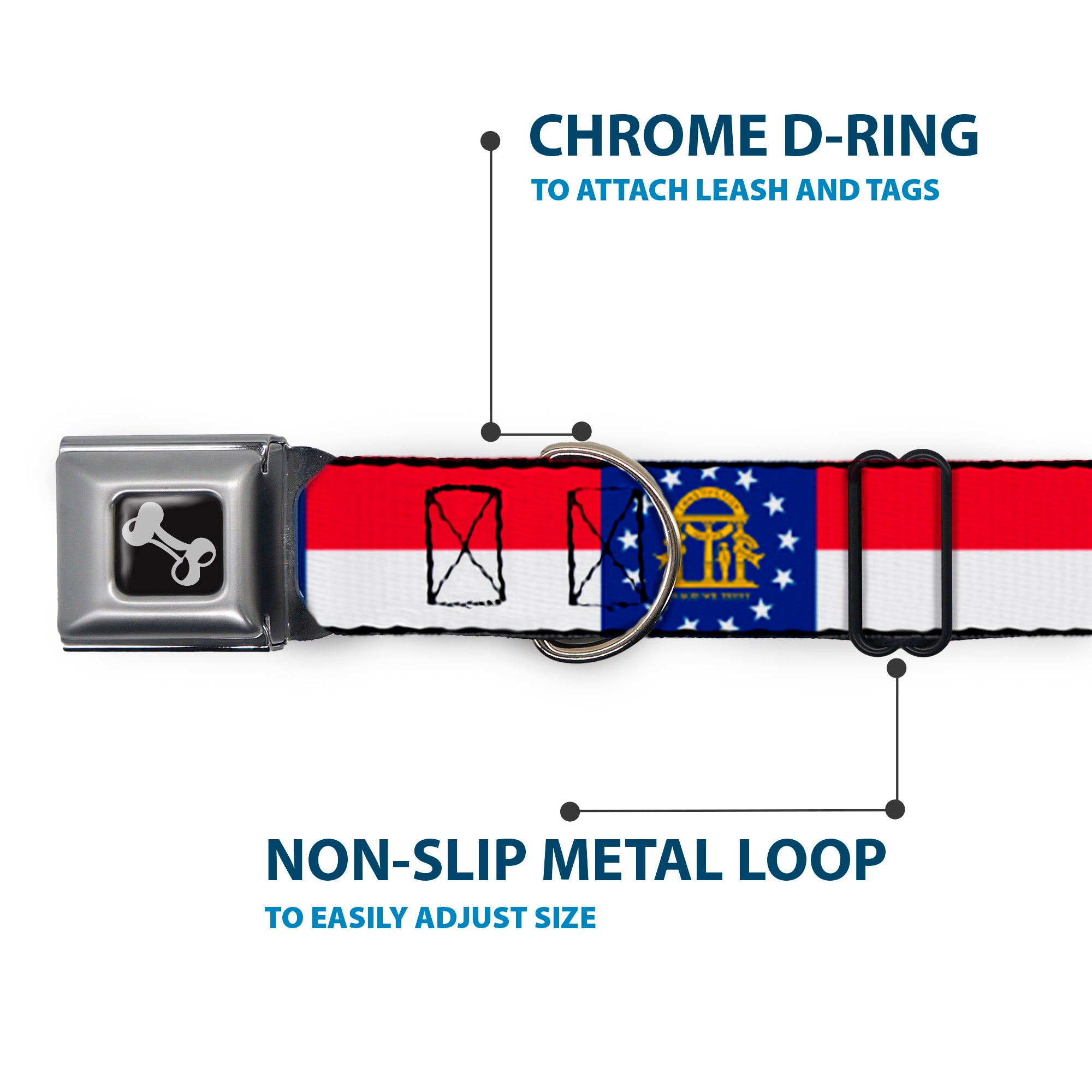 Dog Bone Seatbelt Buckle Collar - Georgia Flag Seatbelt Buckle Collars Buckle-Down