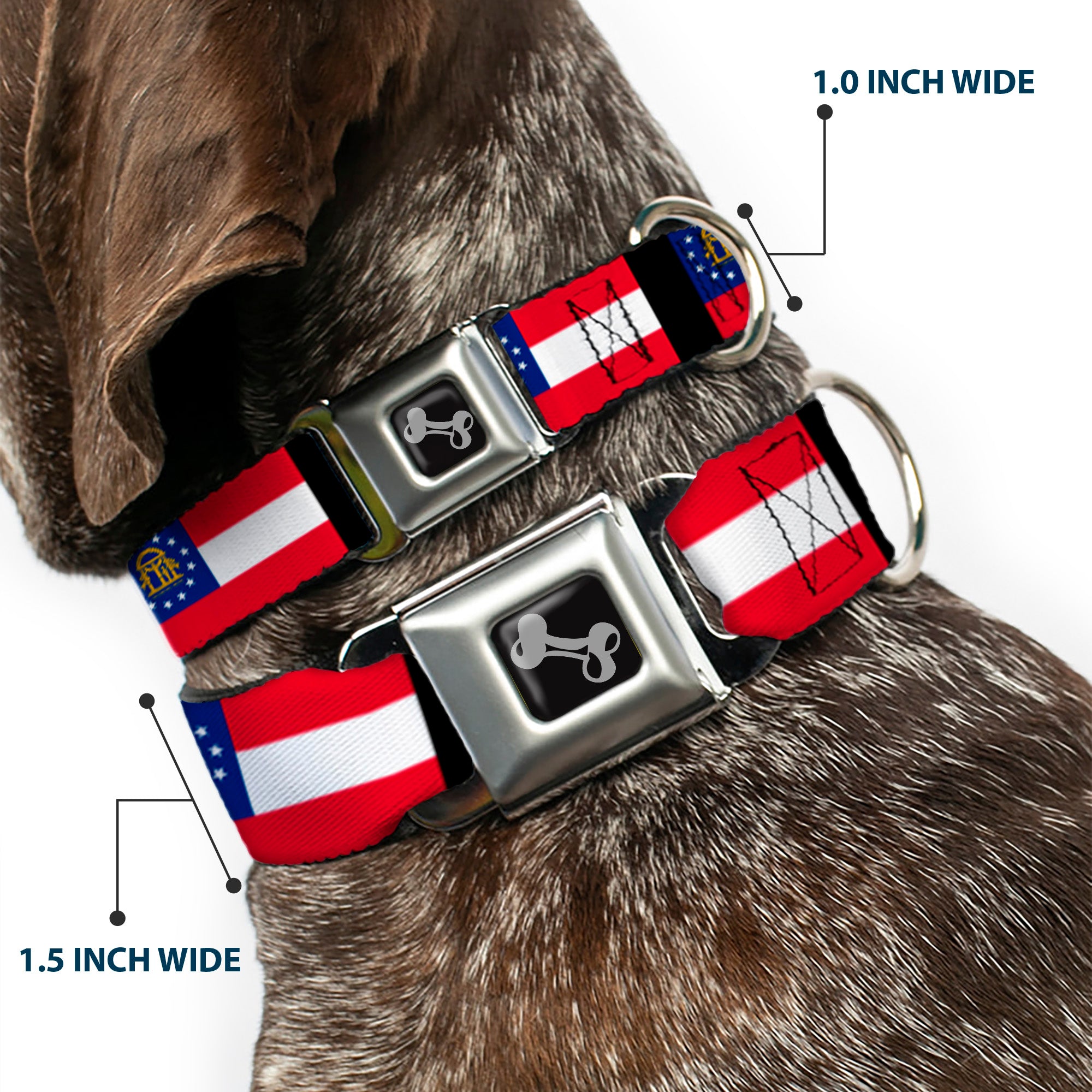 Dog Bone Seatbelt Buckle Collar - Georgia Flags/Black Seatbelt Buckle Collars Buckle-Down