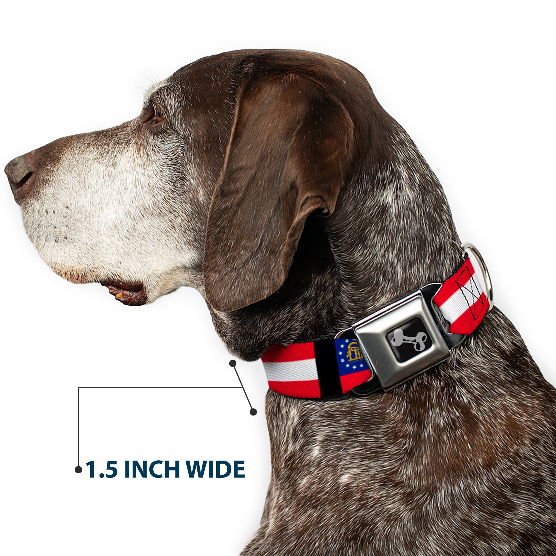 Dog Bone Seatbelt Buckle Collar - Georgia Flags/Black Seatbelt Buckle Collars Buckle-Down