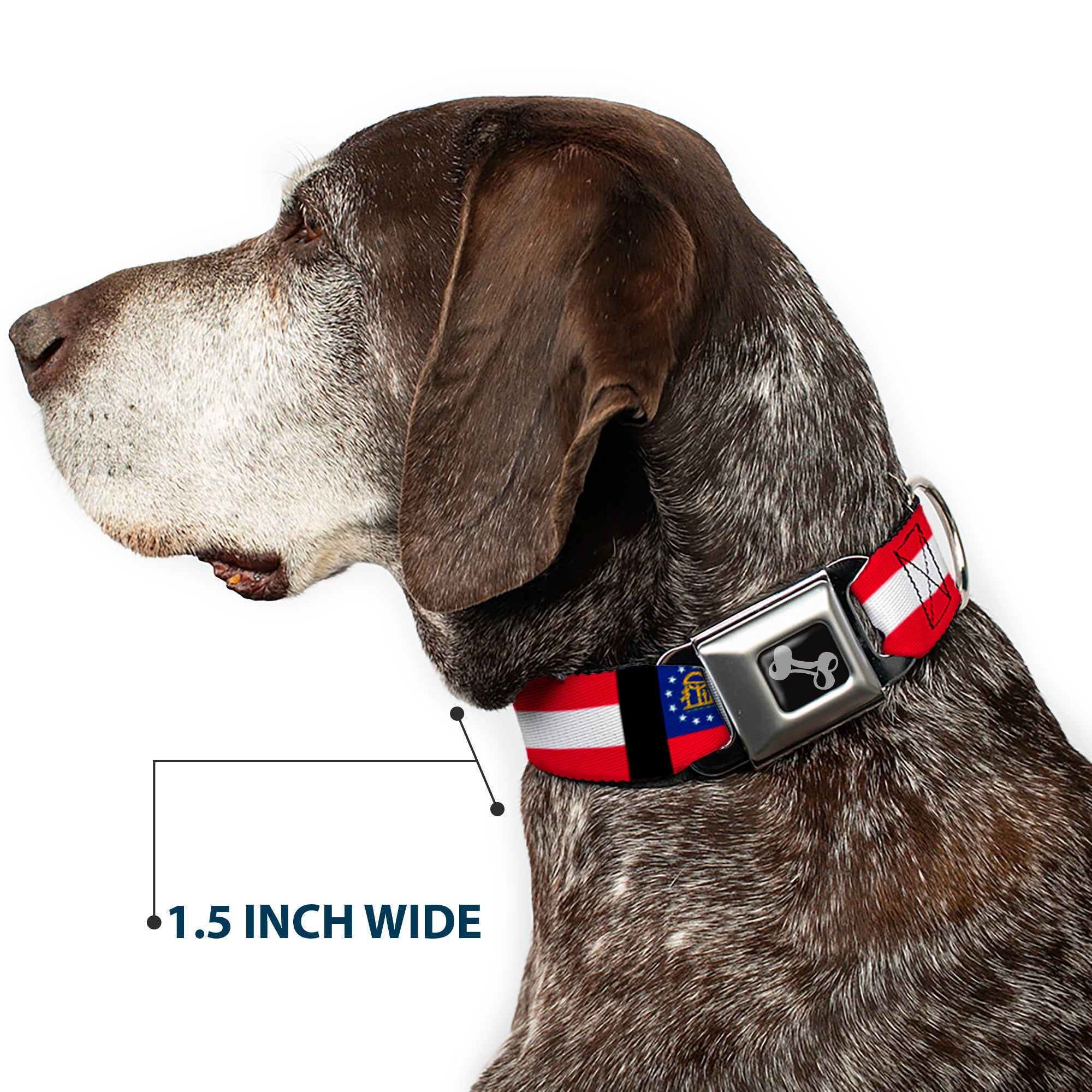 Dog Bone Seatbelt Buckle Collar - Georgia Flags/Black Seatbelt Buckle Collars Buckle-Down