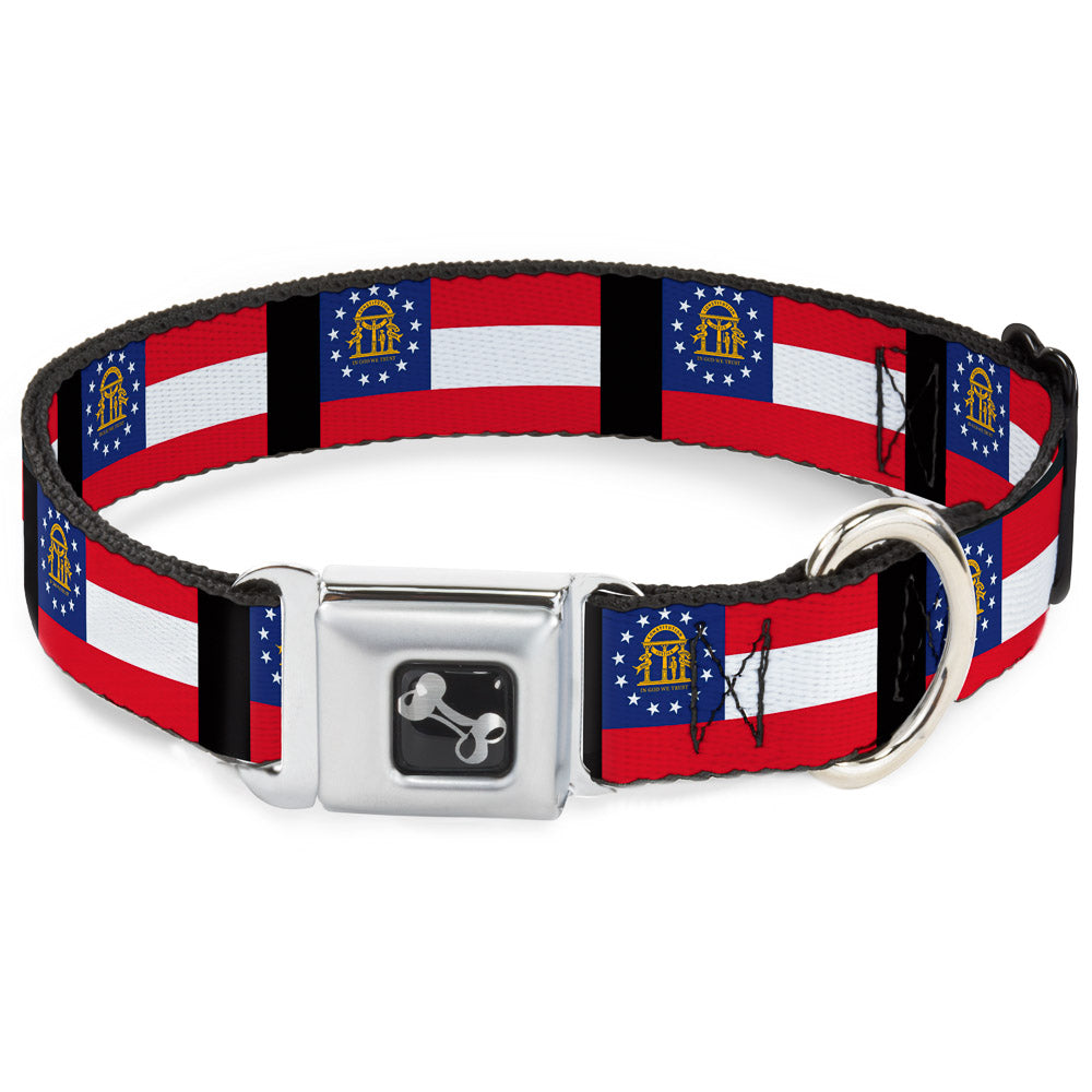 Dog Bone Seatbelt Buckle Collar - Georgia Flags/Black Seatbelt Buckle Collars Buckle-Down