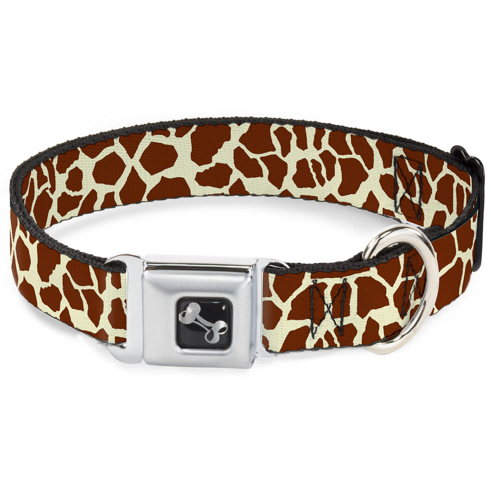 Dog Bone Seatbelt Buckle Collar - Giraffe Spots2 Cream/Brown Seatbelt Buckle Collars Buckle-Down
