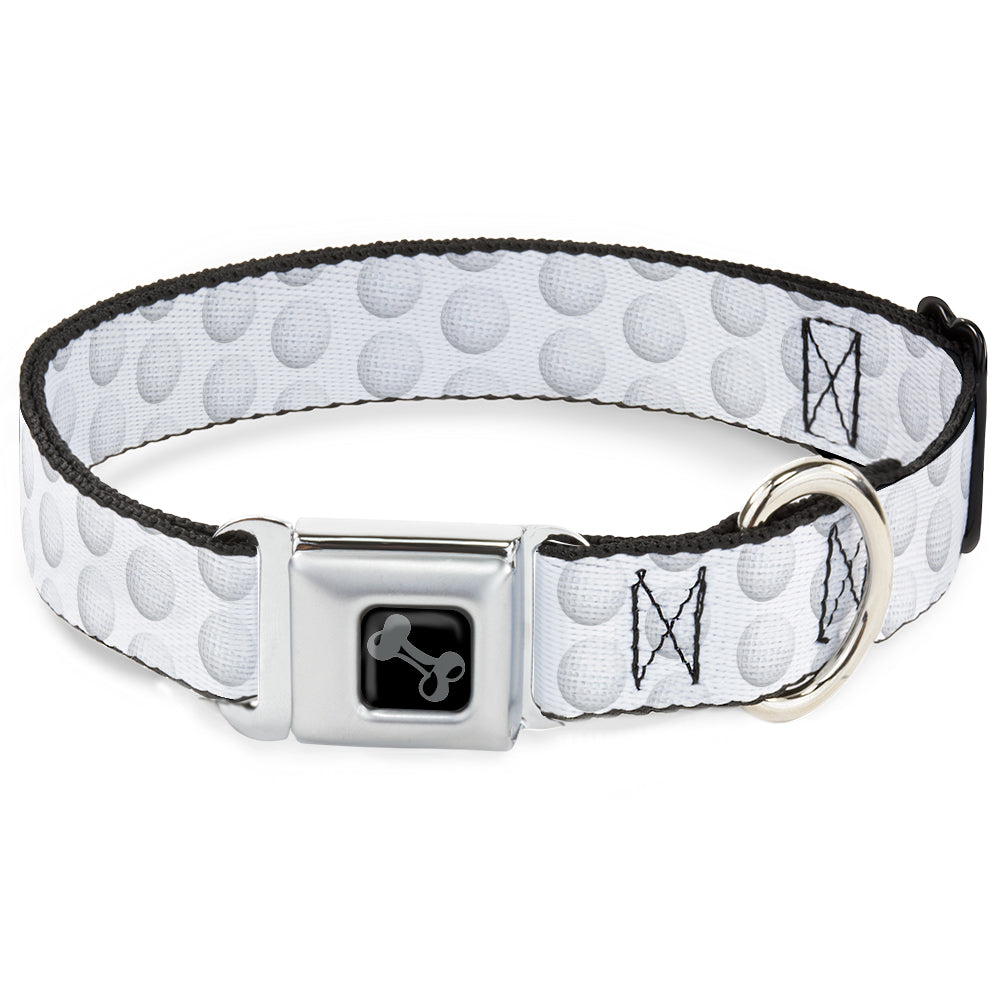 Dog Bone Black/Silver Seatbelt Buckle Collar - Golf Ball Dimples Whites Seatbelt Buckle Collars Buckle-Down