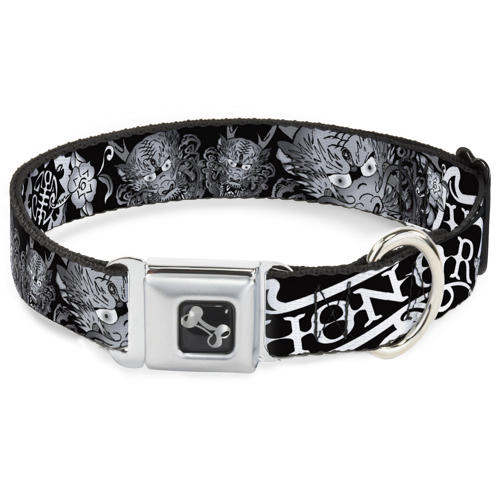 Dog Bone Seatbelt Buckle Collar - Honor Black/White Seatbelt Buckle Collars Buckle-Down