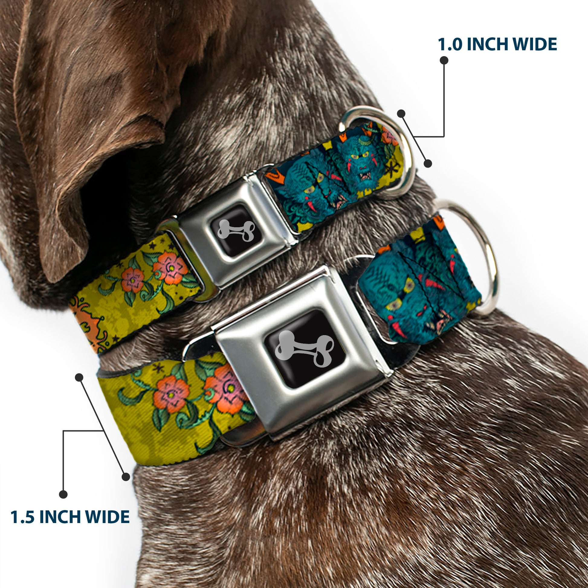 Dog Bone Seatbelt Buckle Collar - Honor CLOSE-UP Yellow Seatbelt Buckle Collars Buckle-Down