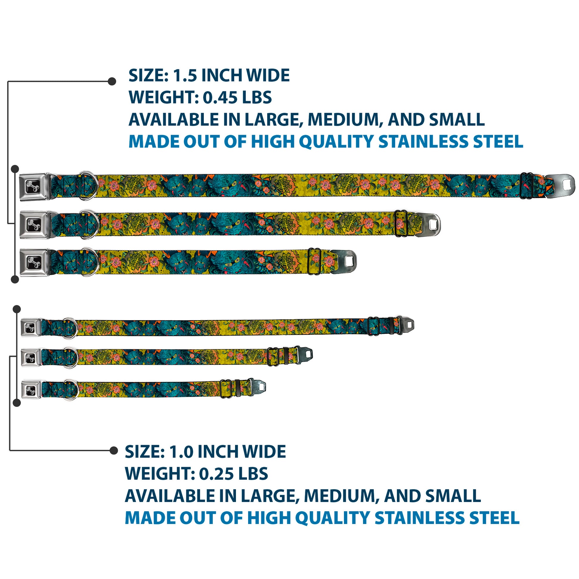 Dog Bone Seatbelt Buckle Collar - Honor CLOSE-UP Yellow Seatbelt Buckle Collars Buckle-Down