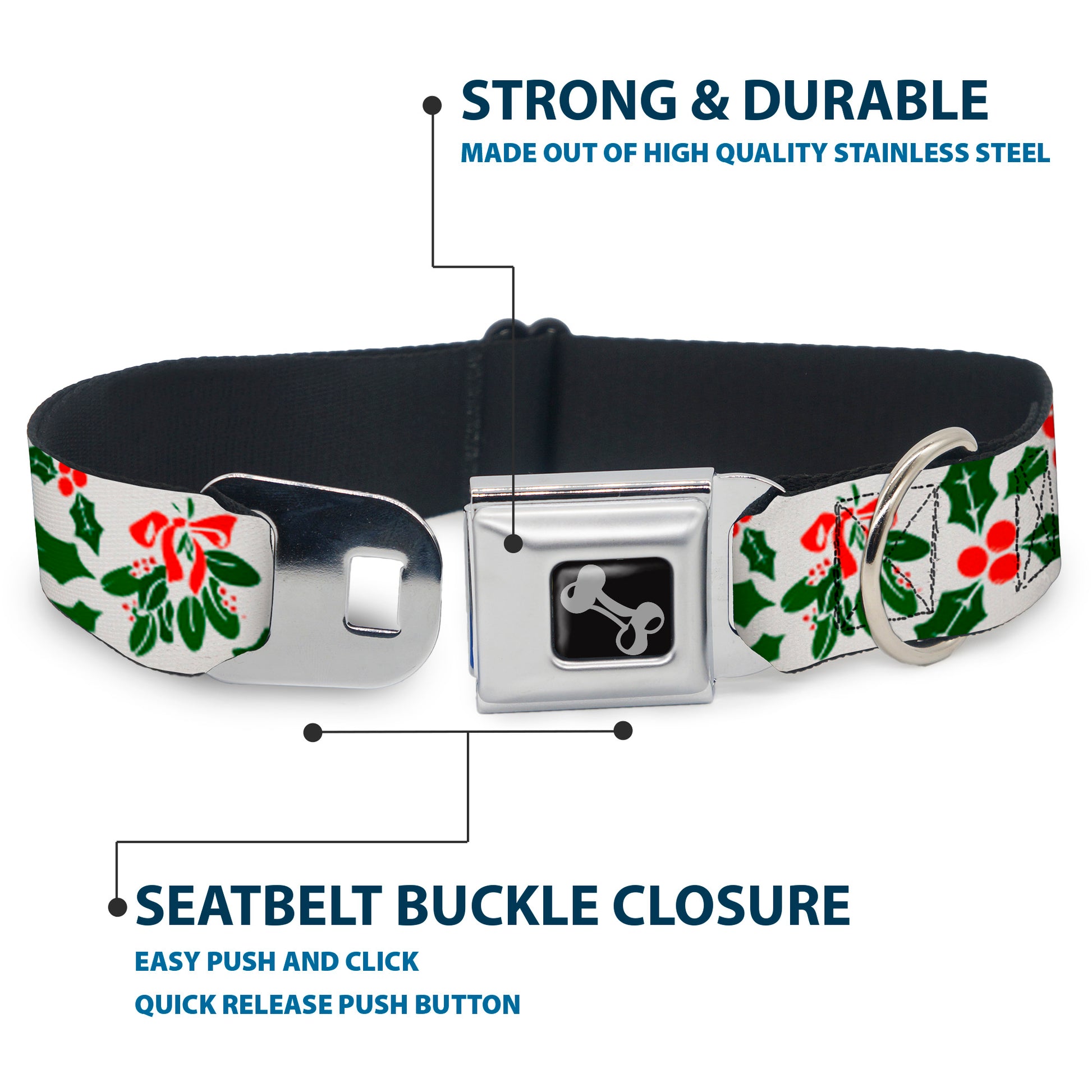 Dog Bone Seatbelt Buckle Collar - Holly & Mistletoe Seatbelt Buckle Collars Buckle-Down
